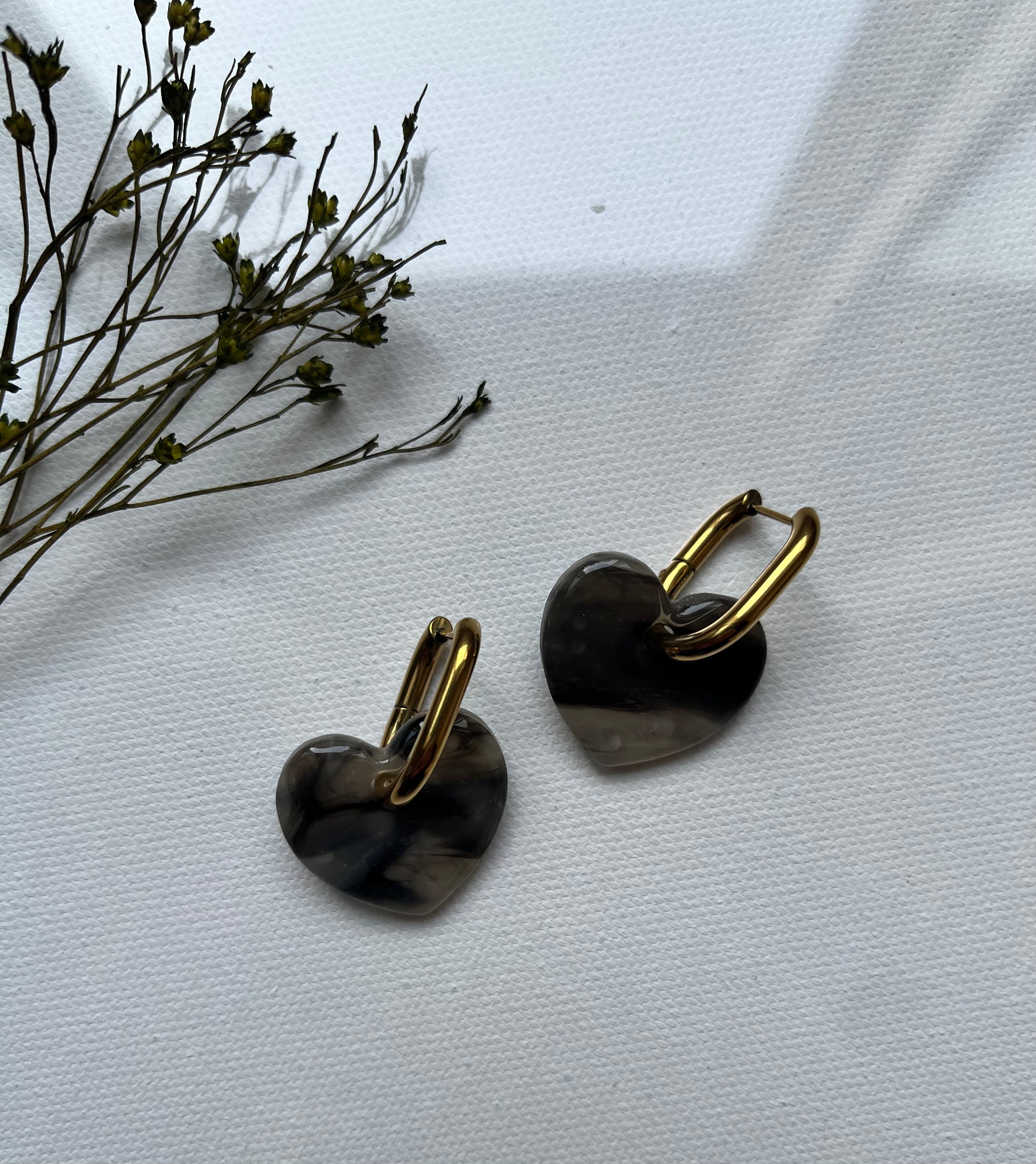 Pampilles cœurs noir & reflets