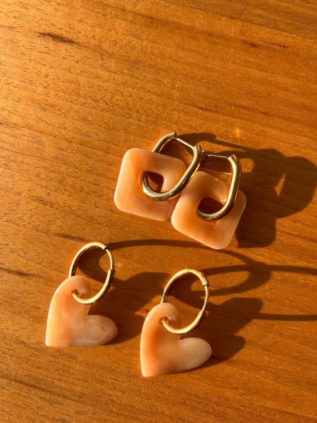 Pampilles cœurs - Effet pierre beige