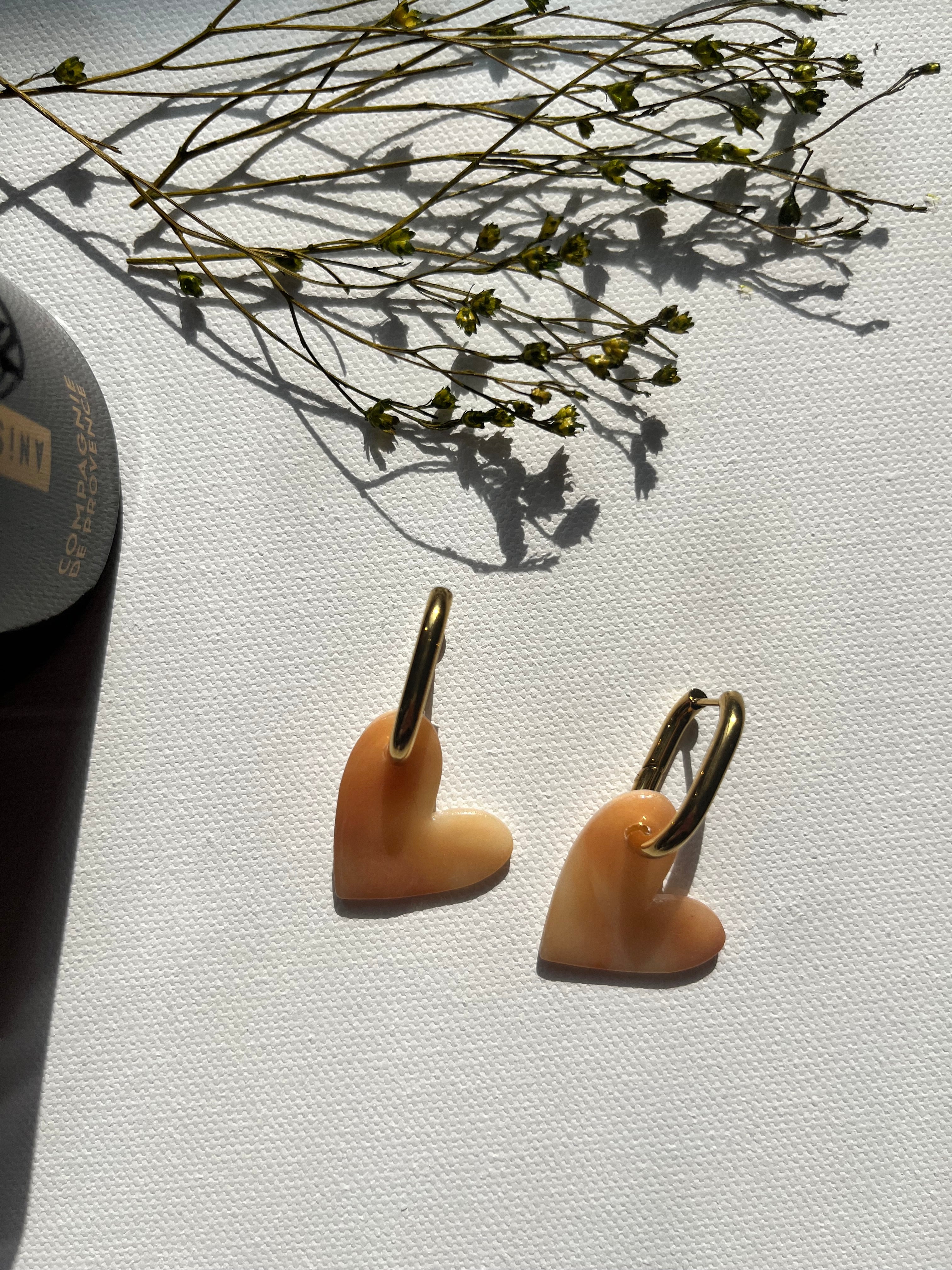 Pampilles cœurs - Effet pierre beige