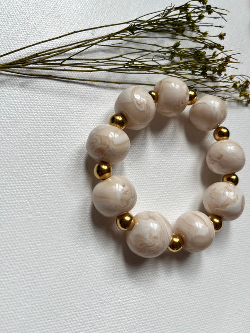 Bracelet perles - blanc reflet