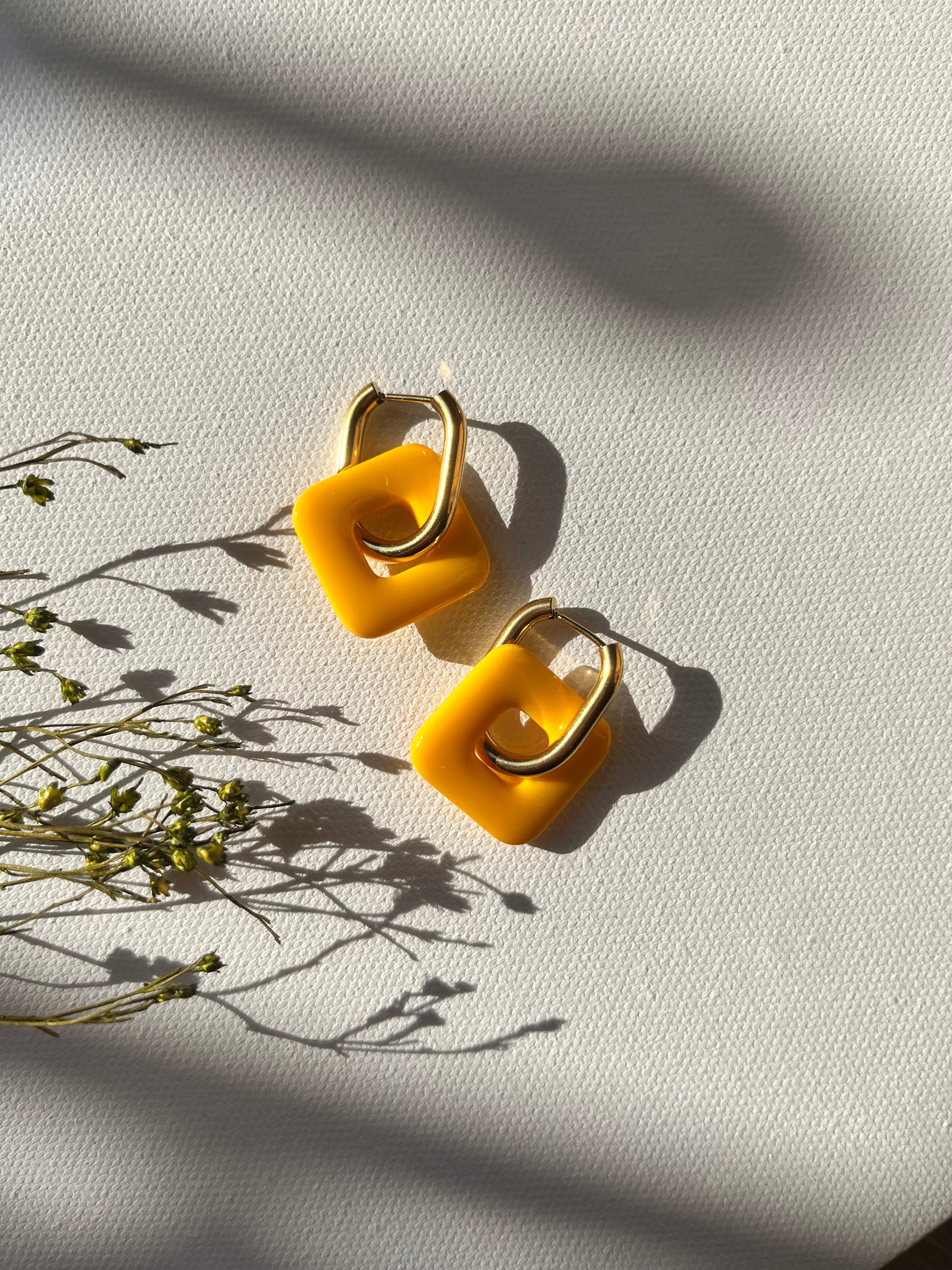 Pampilles carrées - Jaune soleil