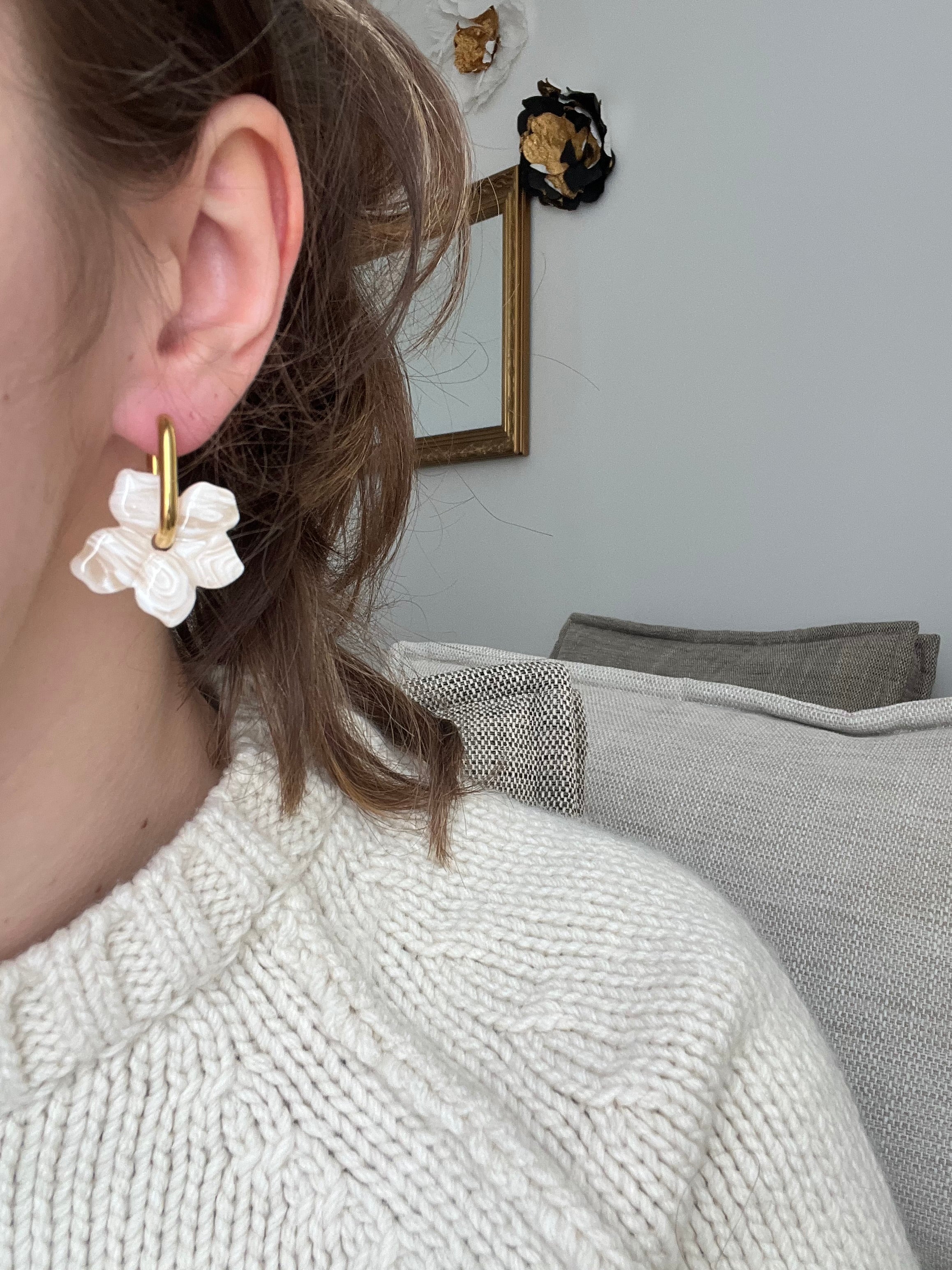 Pampilles fleurs - Blanc motifs