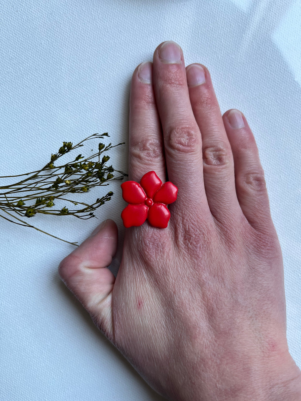 Bague fleur - Rouge profond