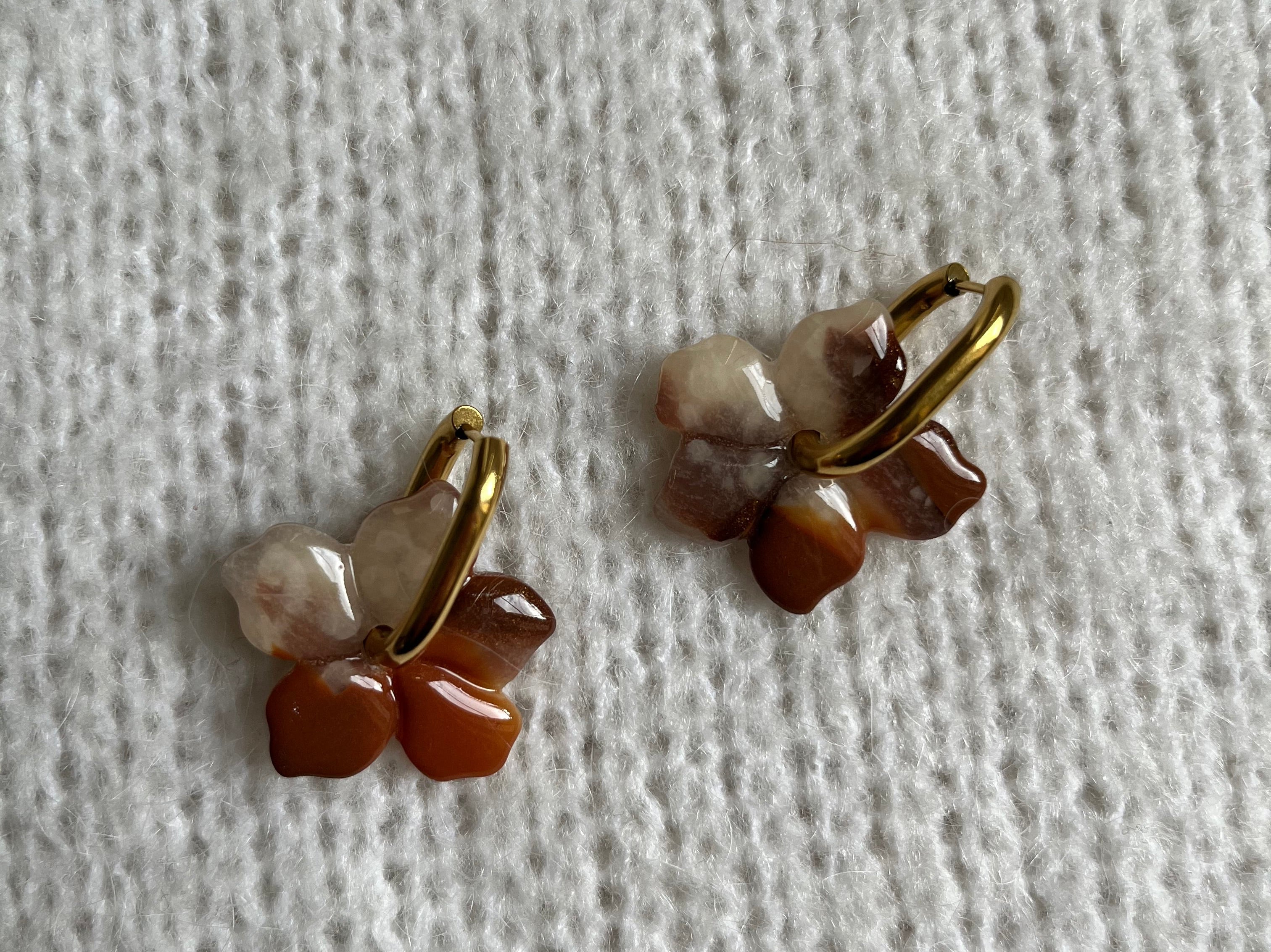 Pampilles fleurs - Blanc & marron