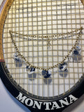 Collier charms cœurs bleu & blanc