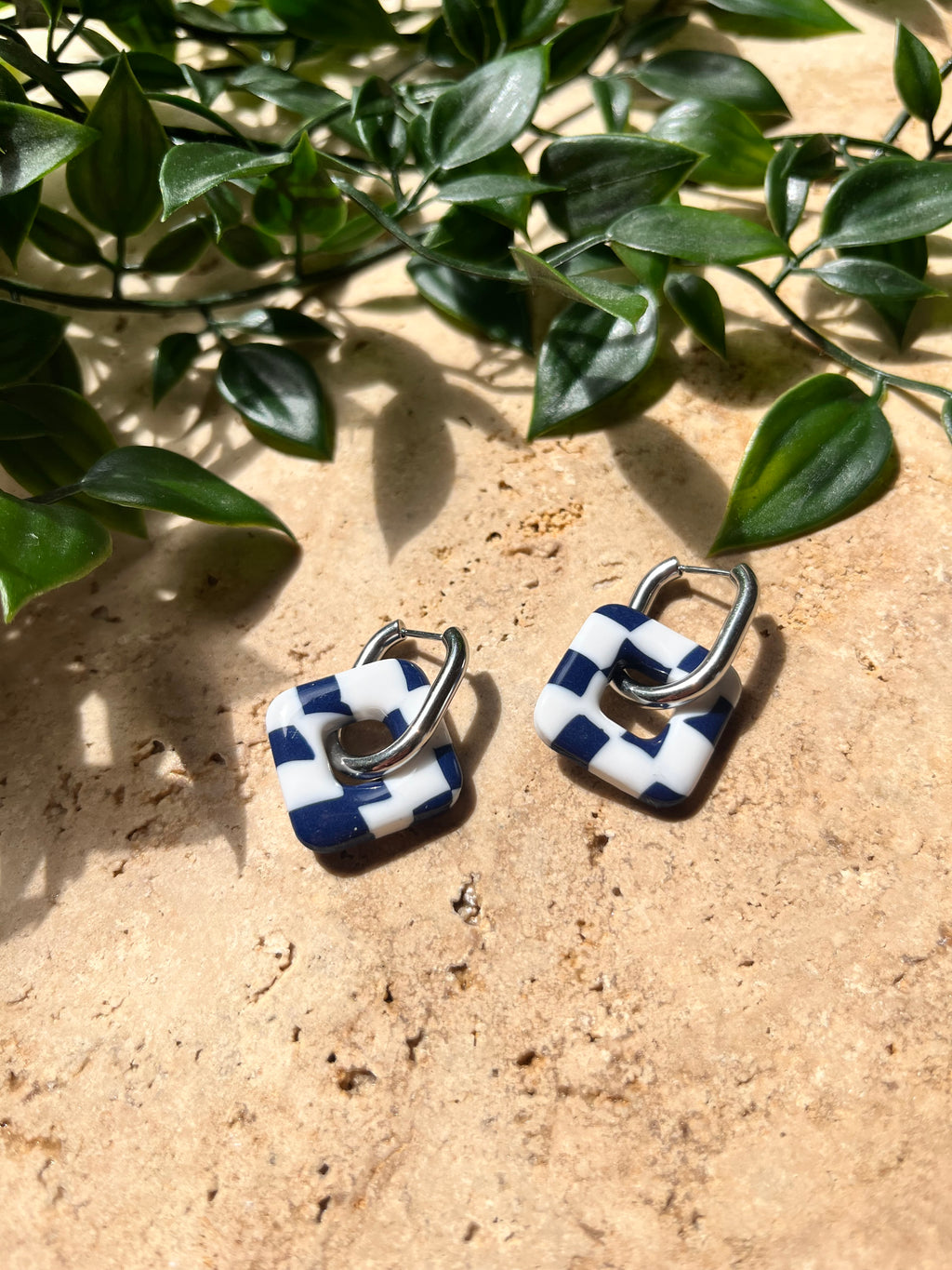 Pampilles carrées - Carreaux blanc & bleu
