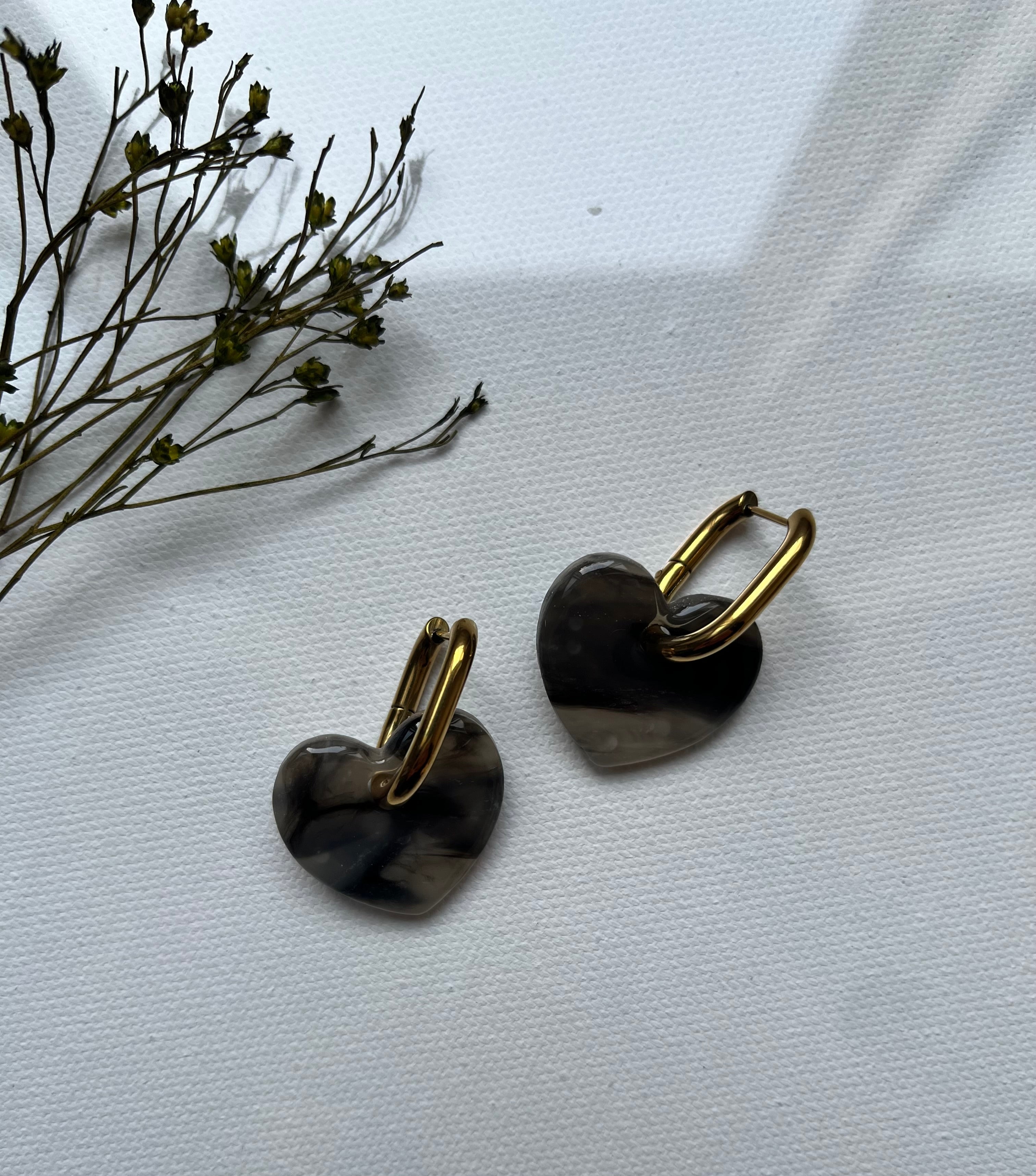 Pampilles cœurs noir & reflets