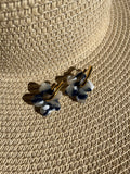Pampilles fleurs bleu & blanc & transparent