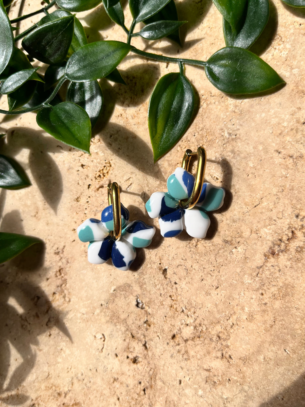 Pampilles fleurs - blanc trio bleu