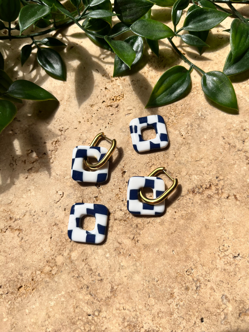 Pampilles carrées - Carreaux blanc & bleu