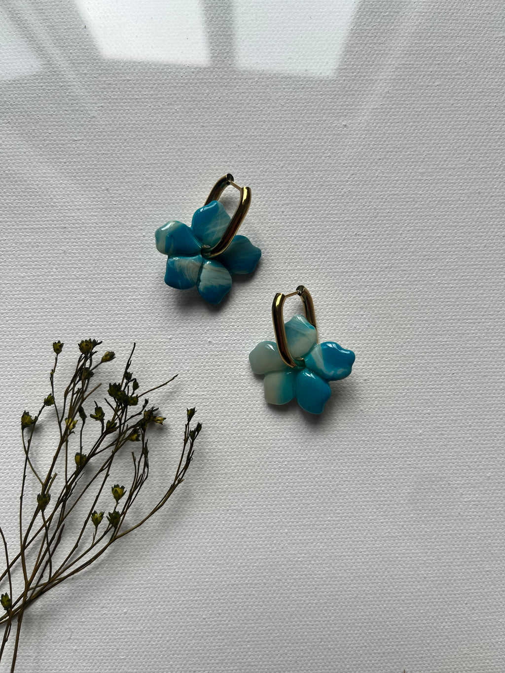 Pampilles fleurs bleu & blanc