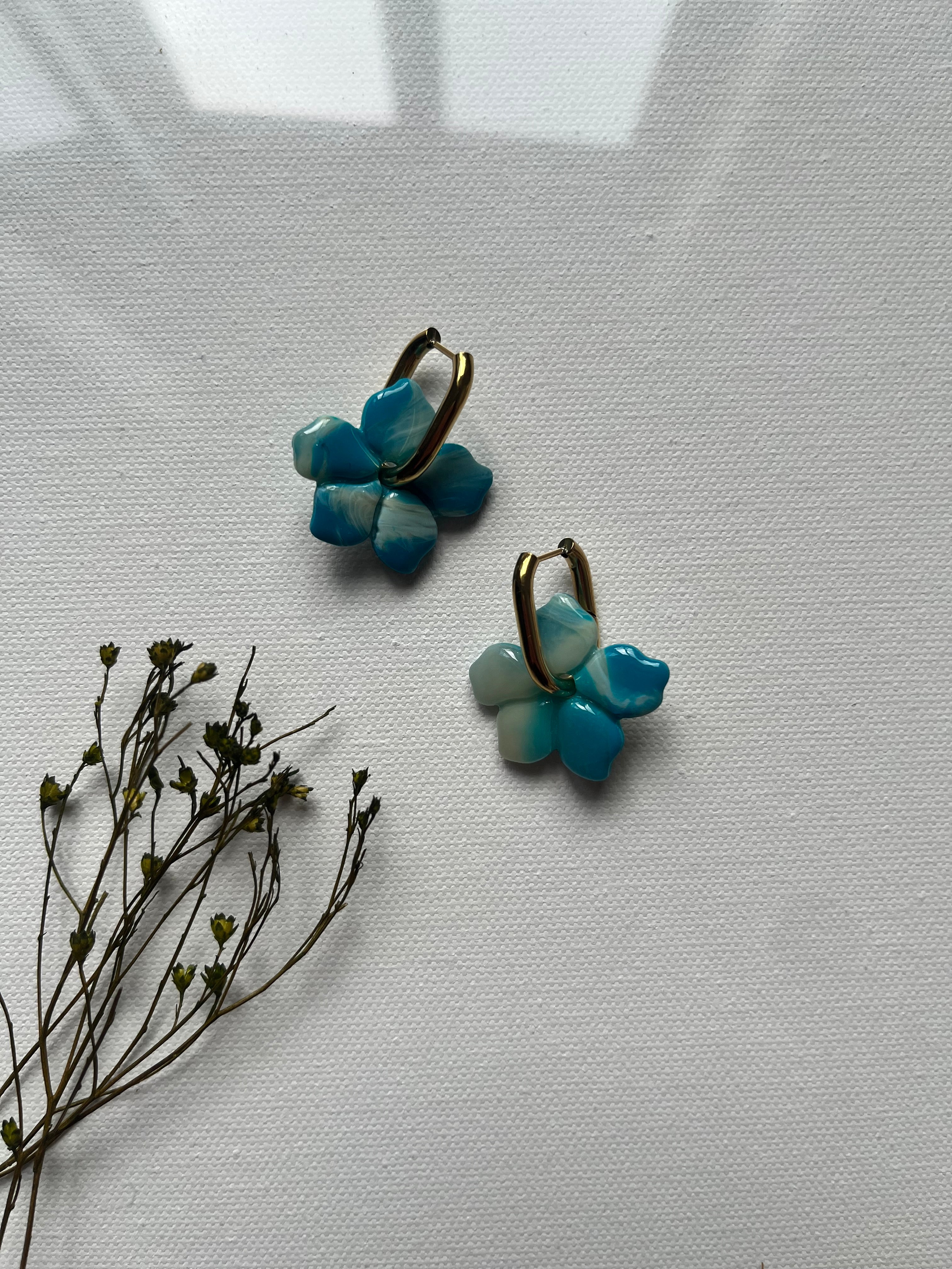 Pampilles fleurs bleu & blanc