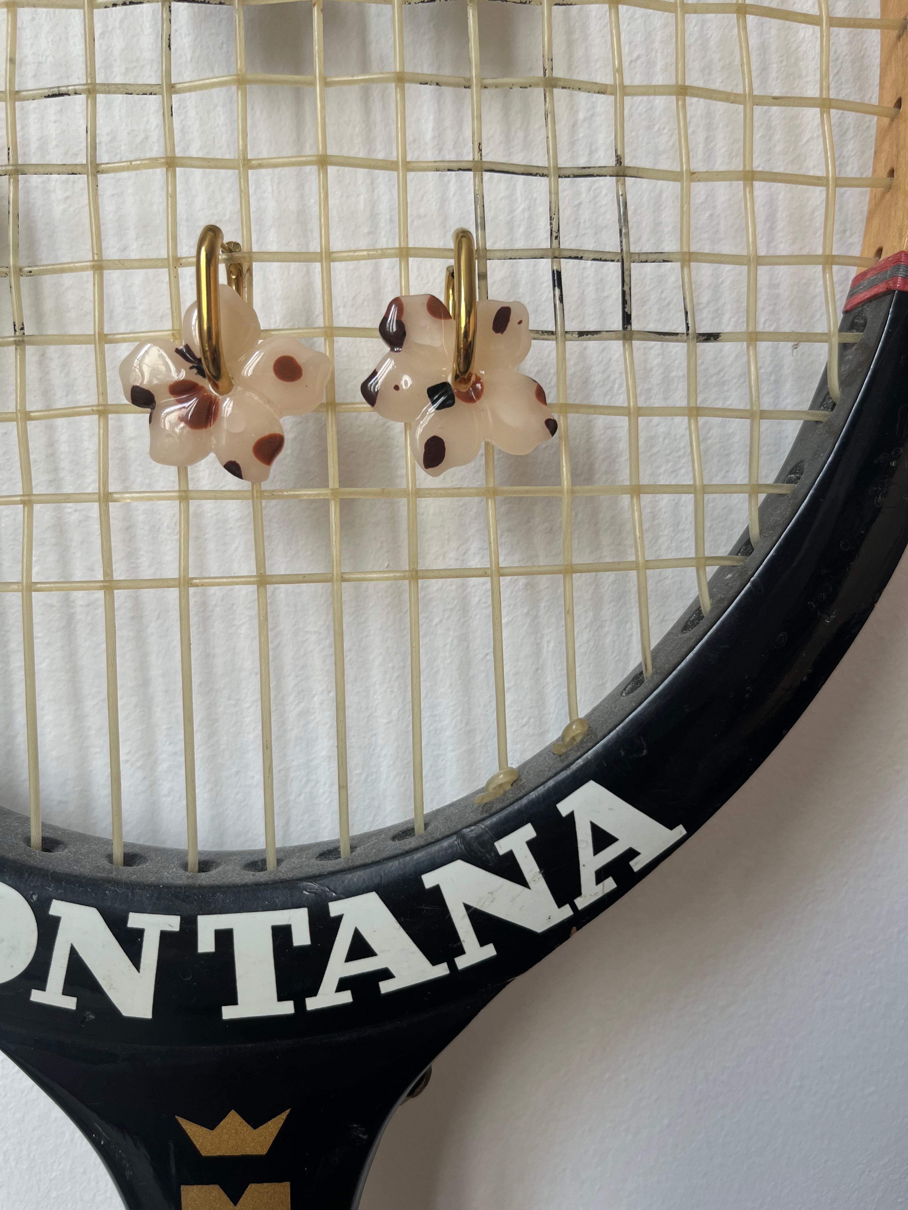 Pampille fleurs - Blanc moucheté marron & noir