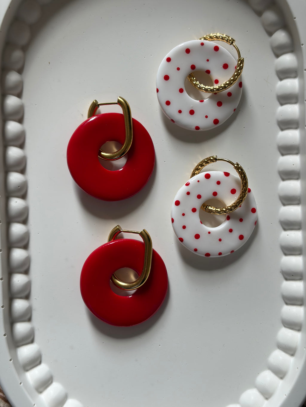 Pampilles donuts - Blanc & Pois rouges