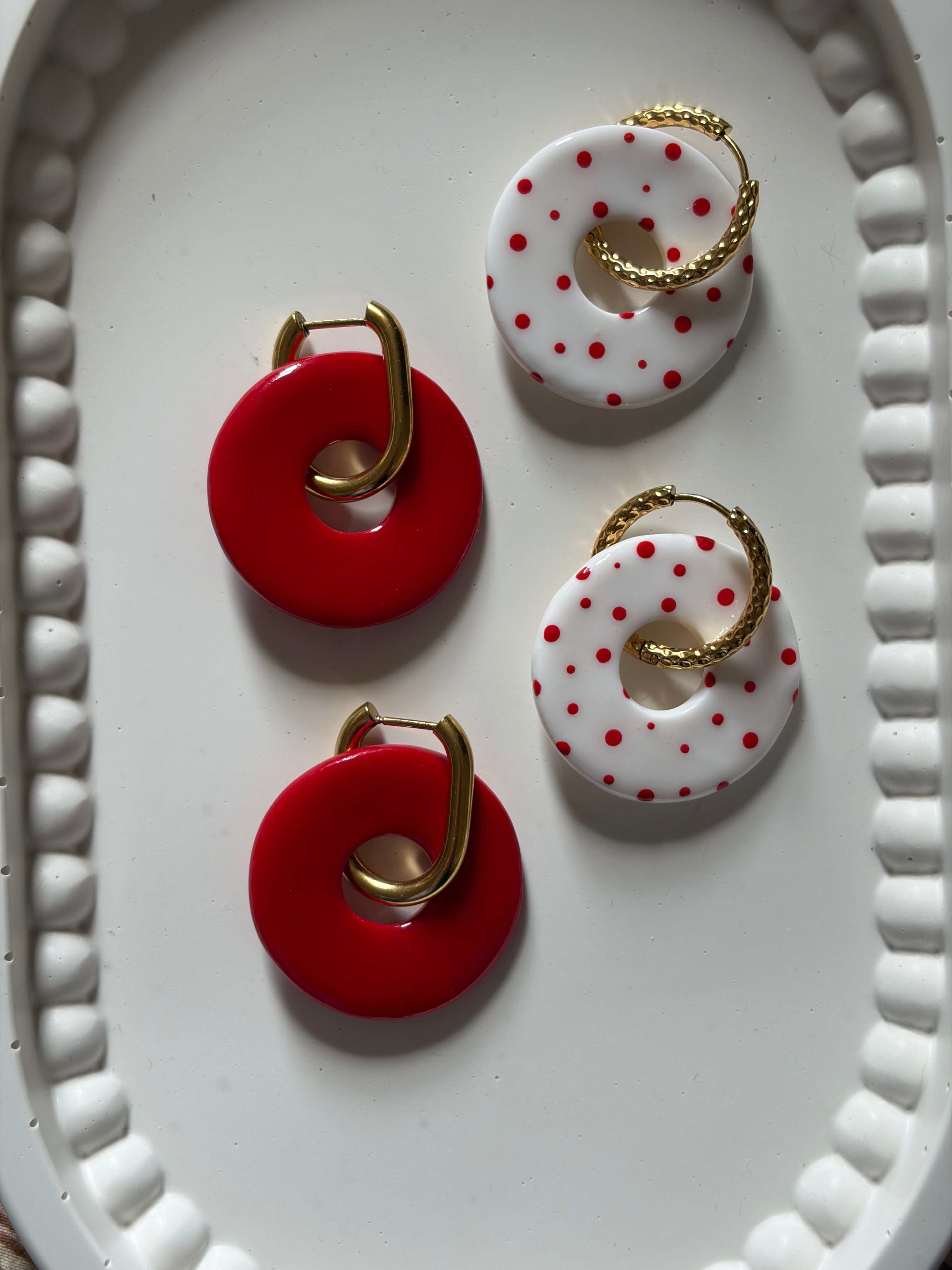 Pampilles donuts - Blanc & Pois rouges