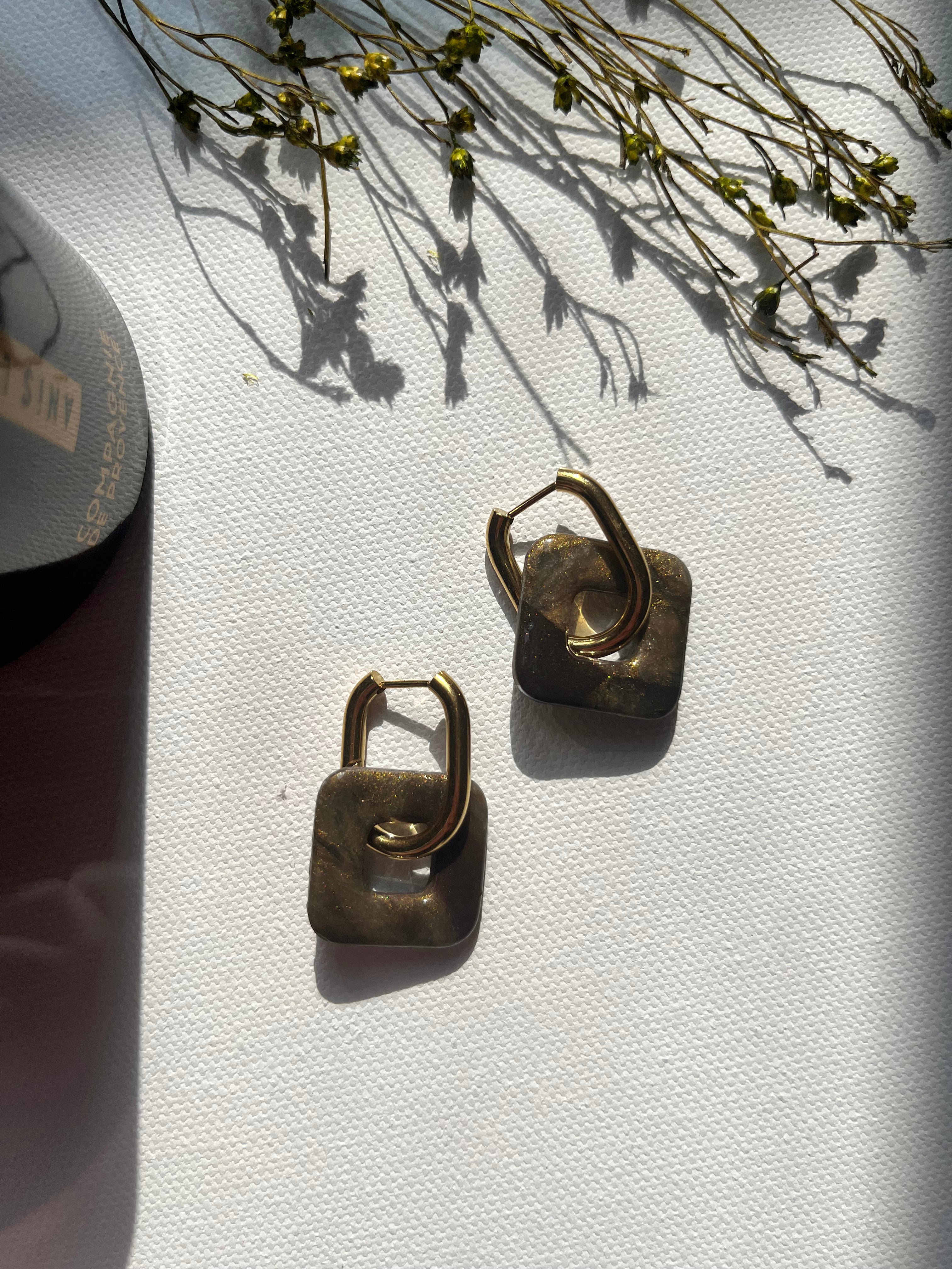 Pampilles carrées - Brun doré