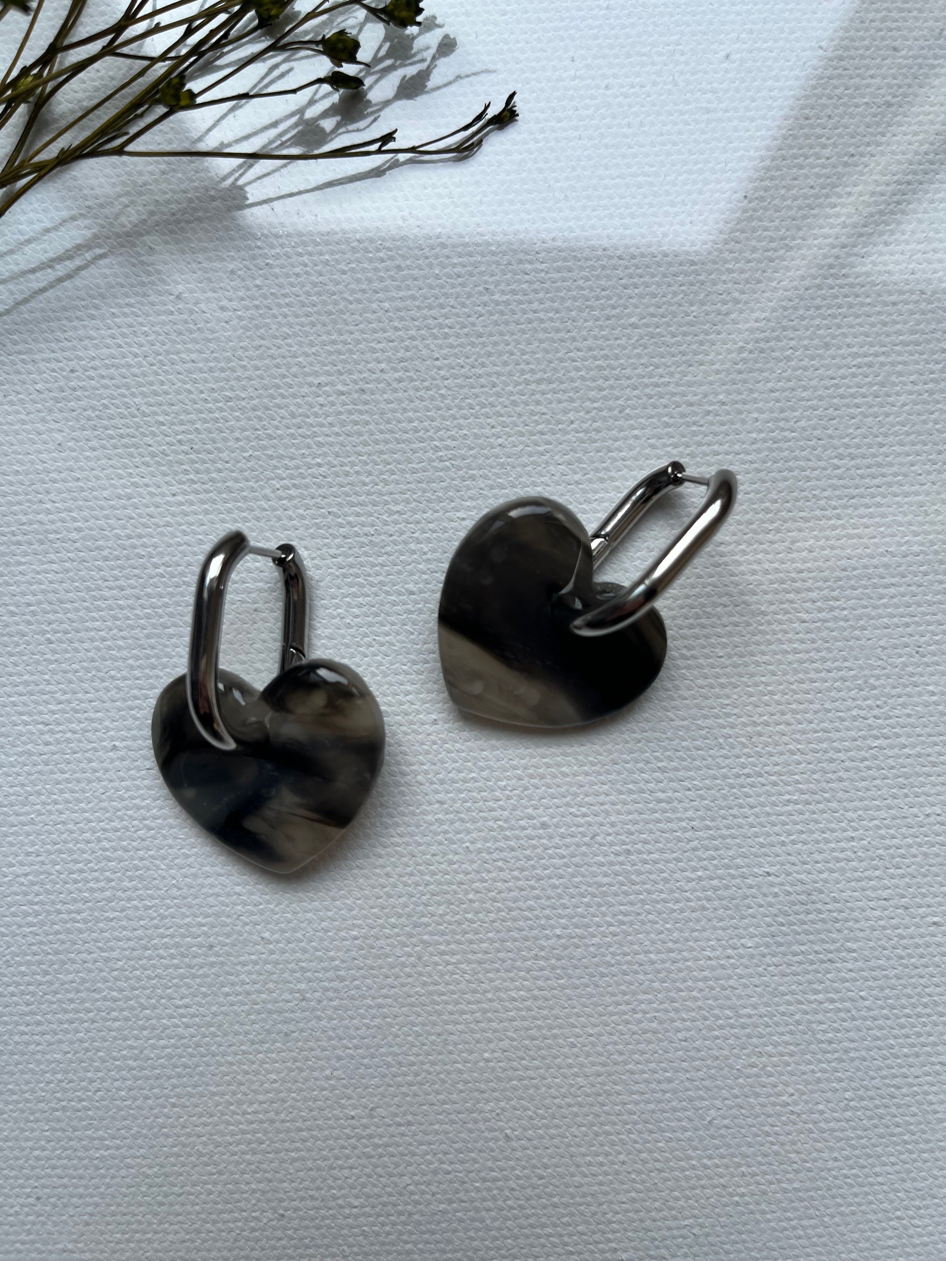 Pampilles cœurs noir & reflets