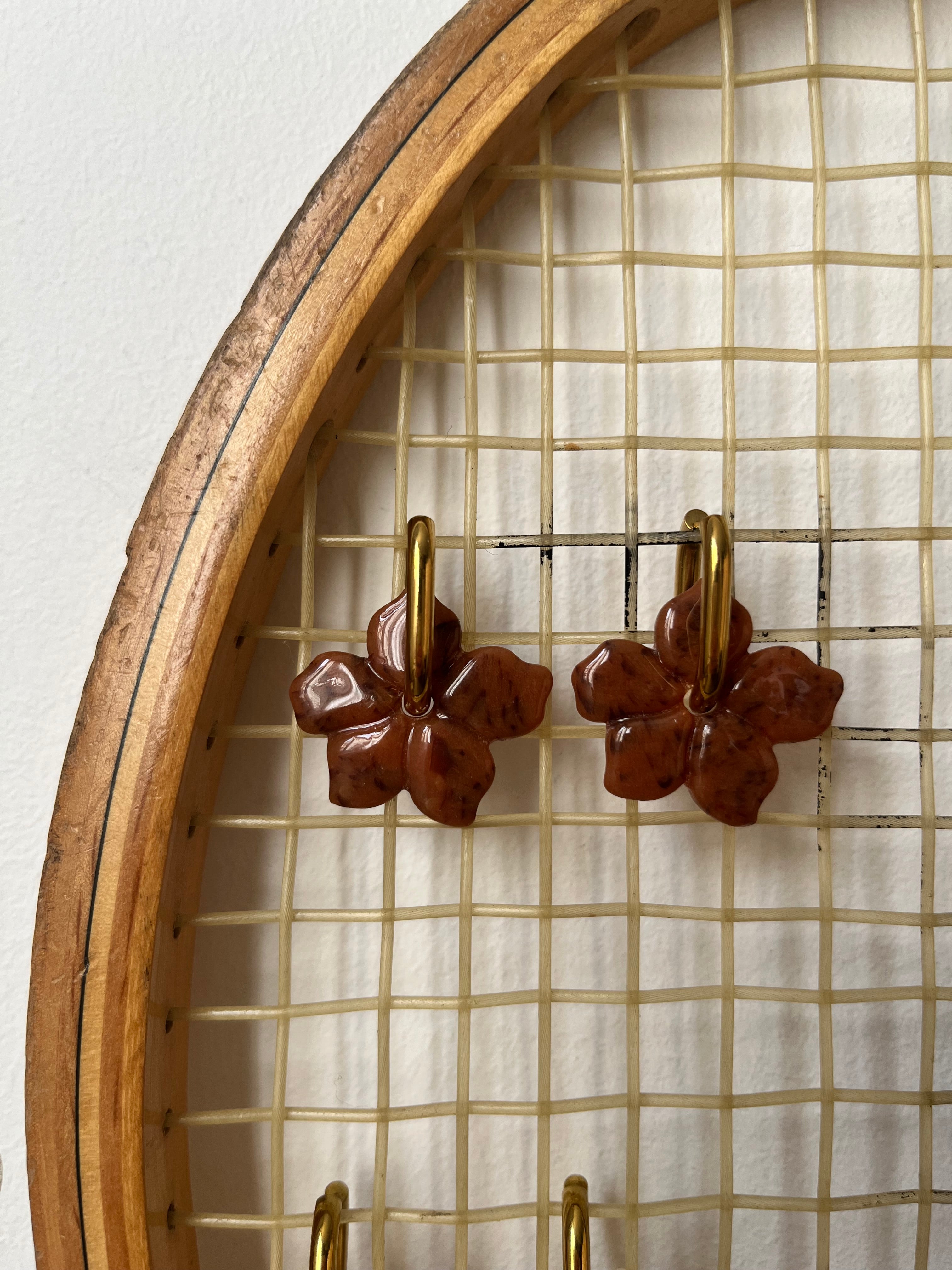 Pampille fleurs - Marron moucheté noir