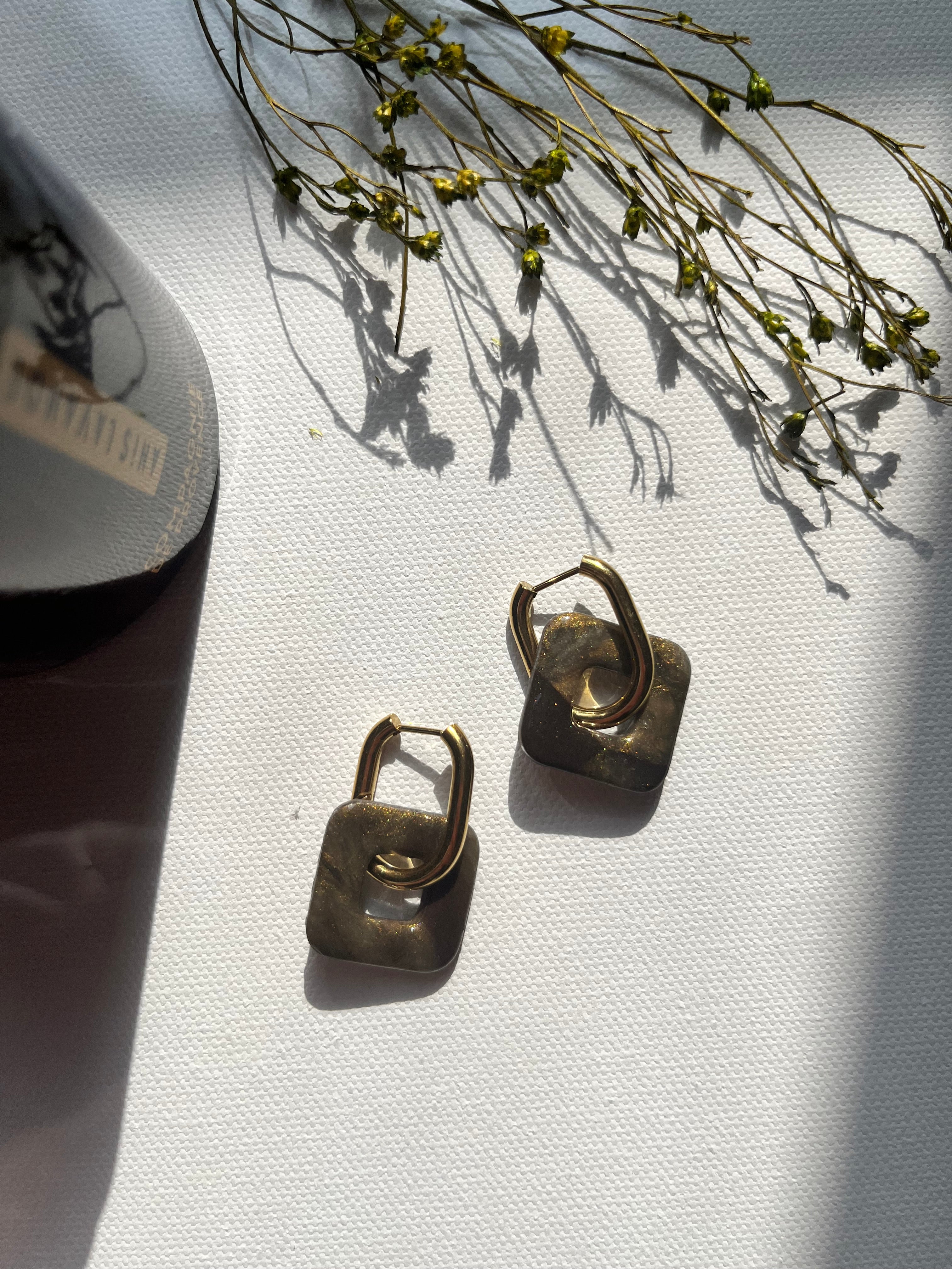 Pampilles carrées - Brun doré