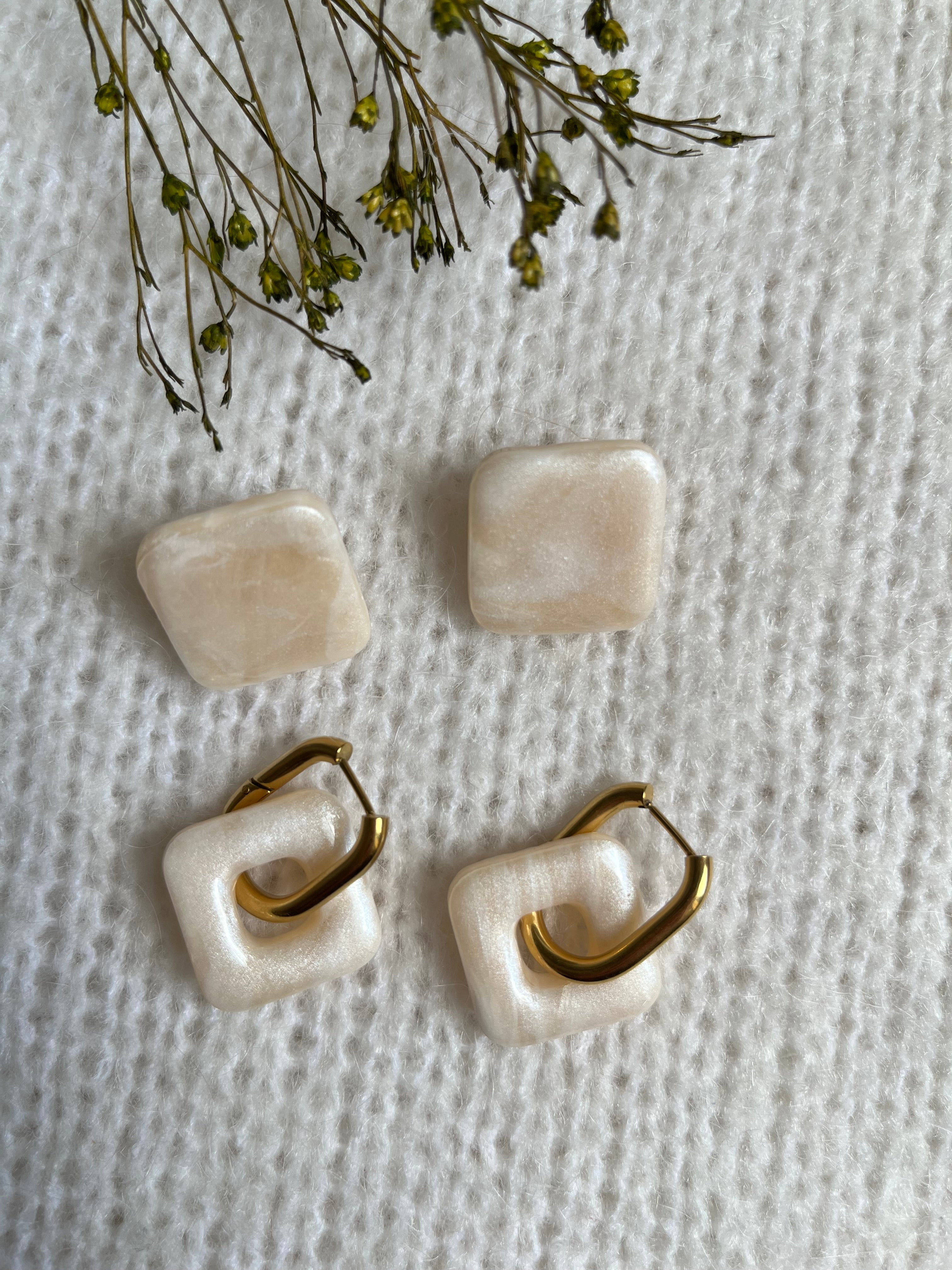 Boucles d’oreilles carrées - Nacré