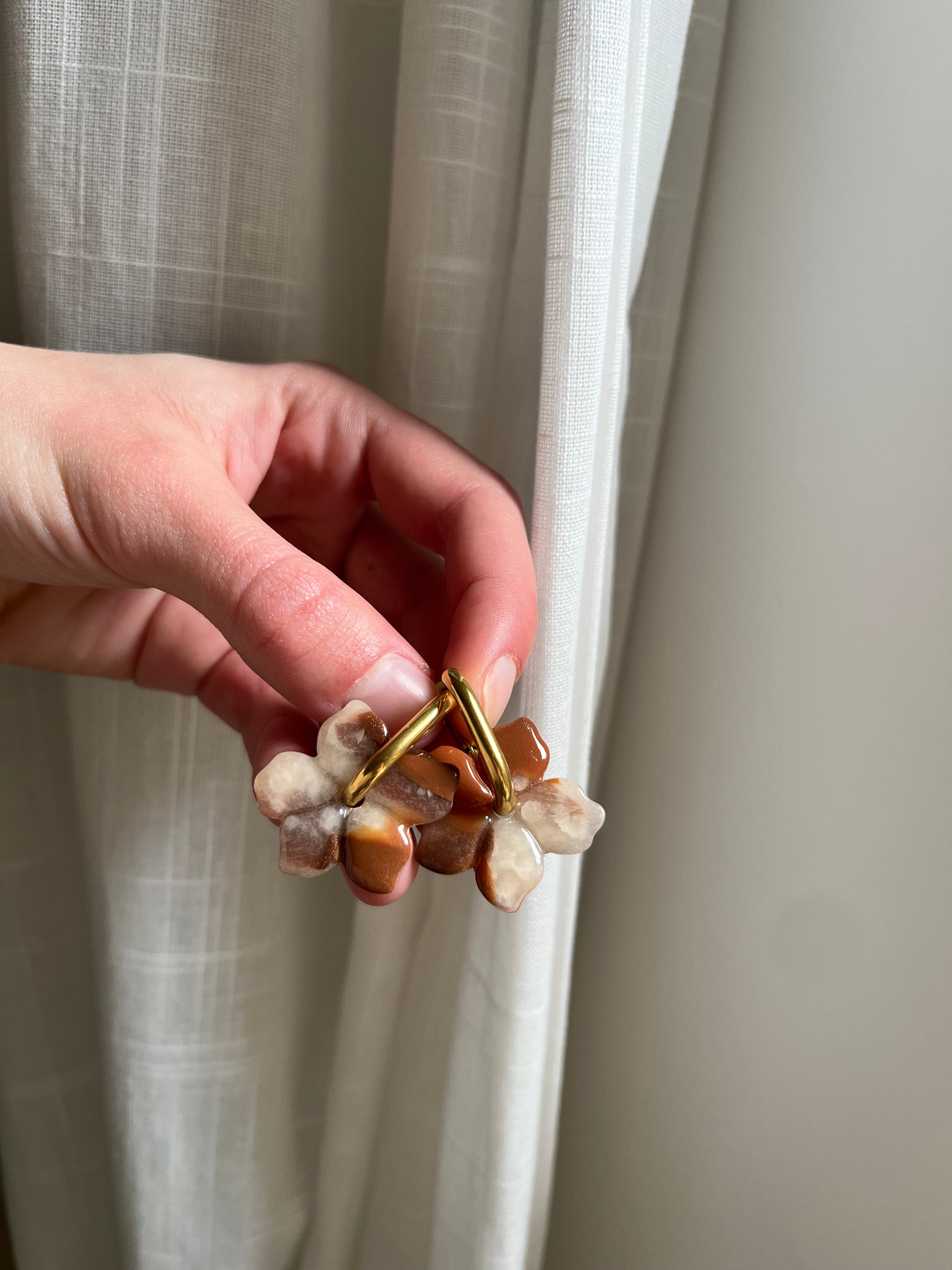 Pampilles fleurs - Blanc & marron