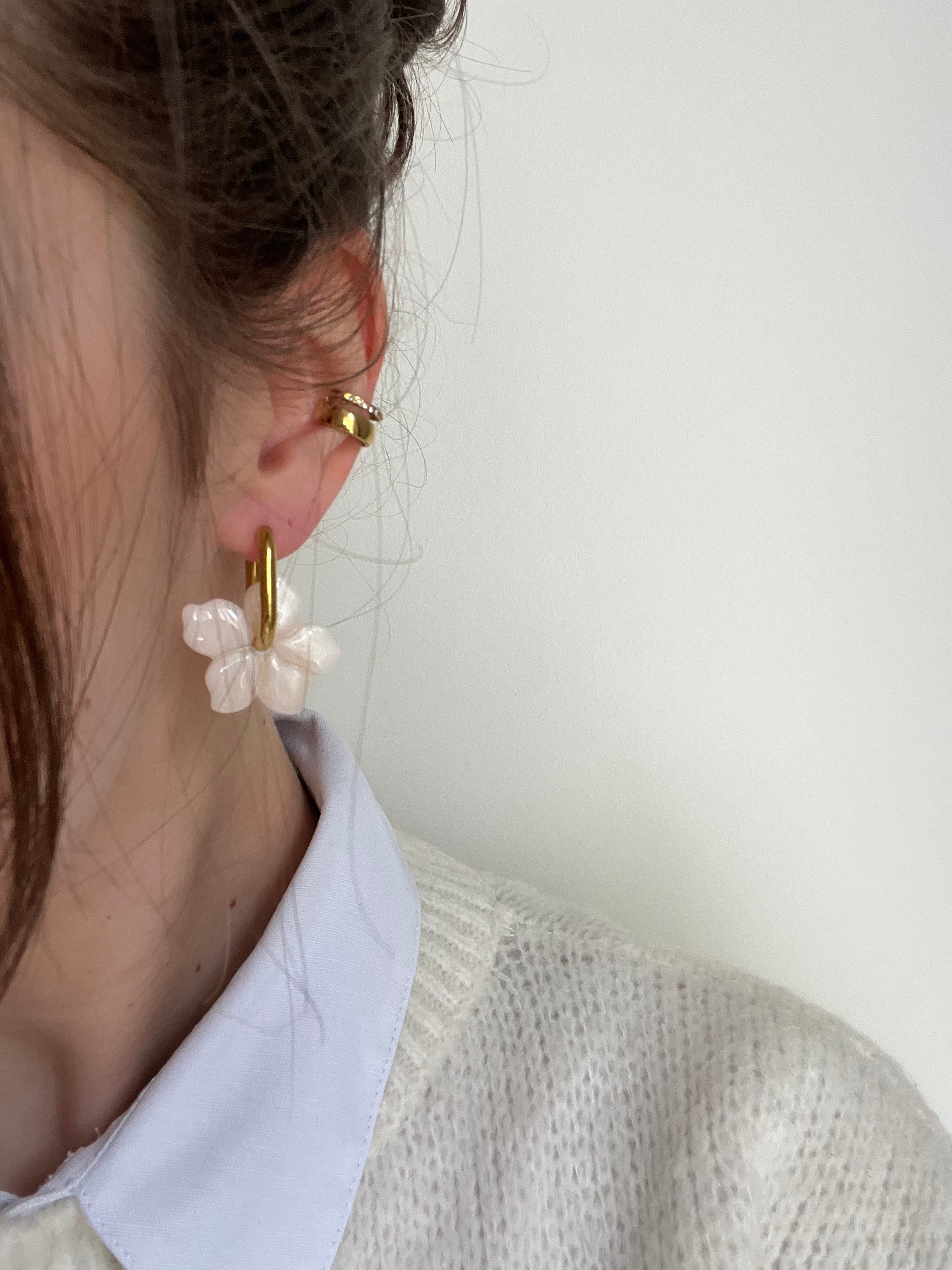 Pampilles fleurs - Blanc nacré