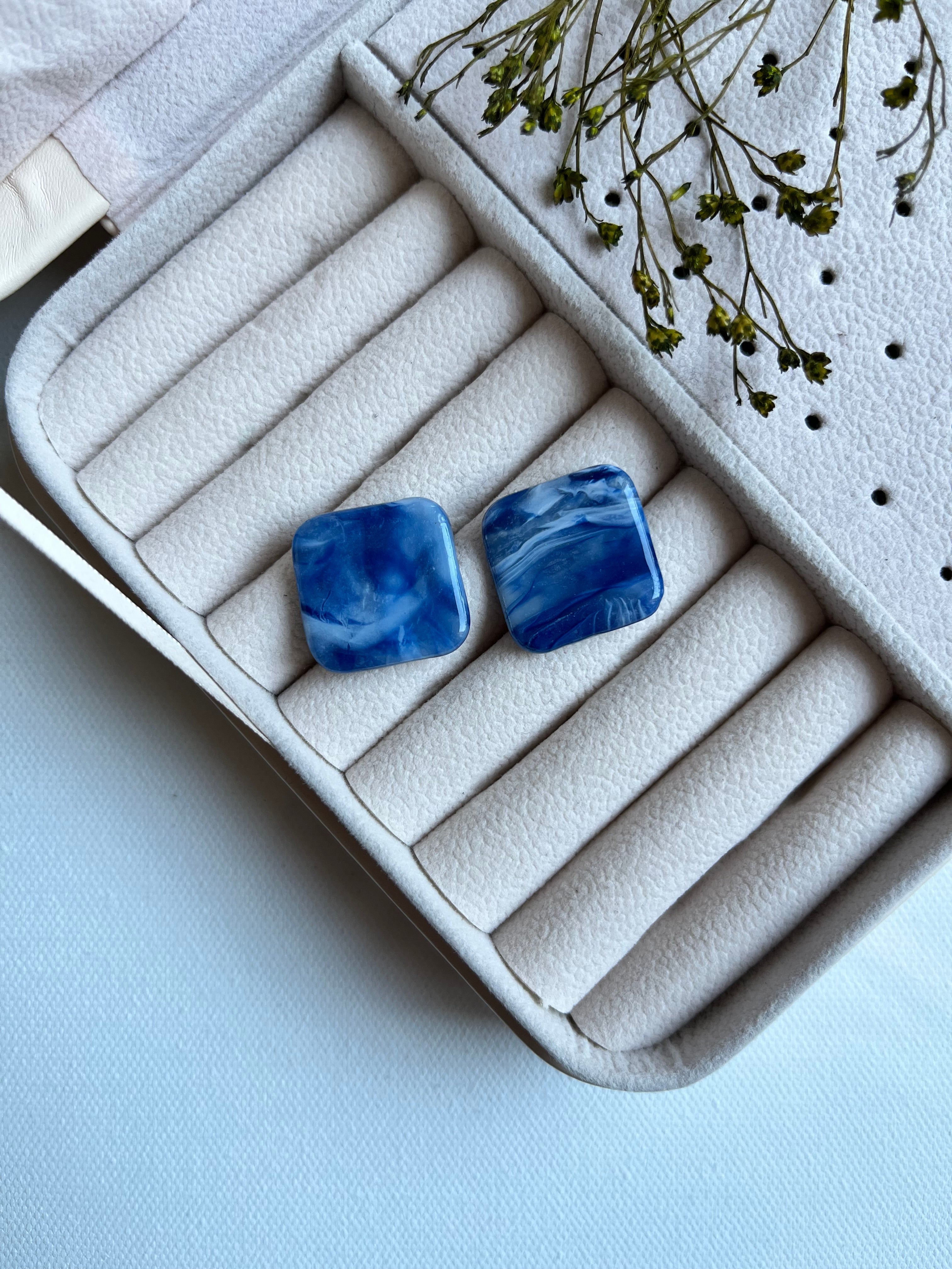 Boucles d’oreilles carrées - La mer