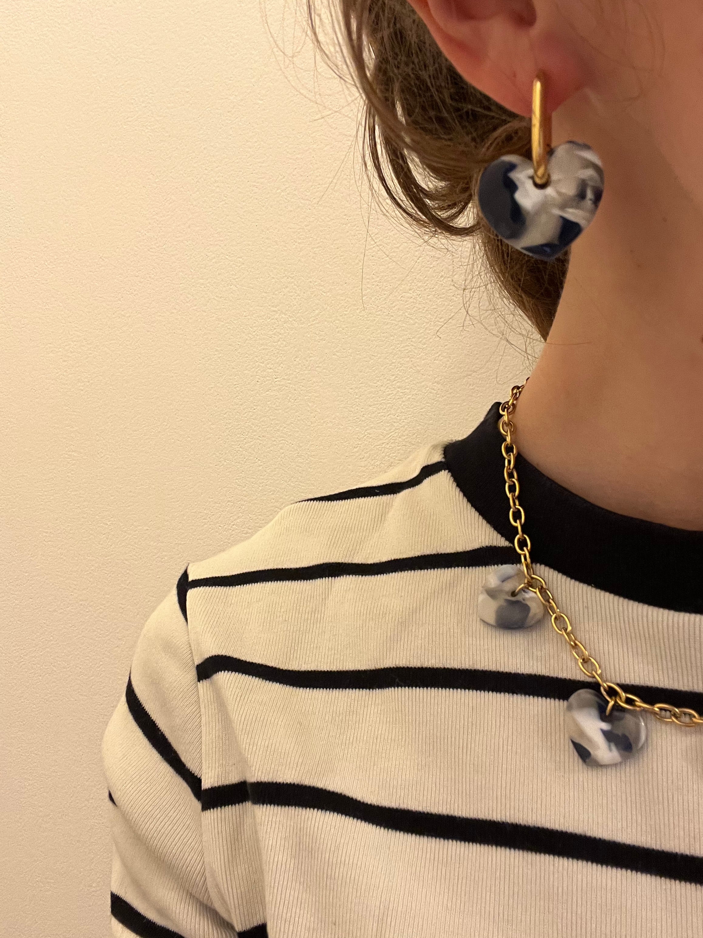 Pampilles cœurs bleu & blanc