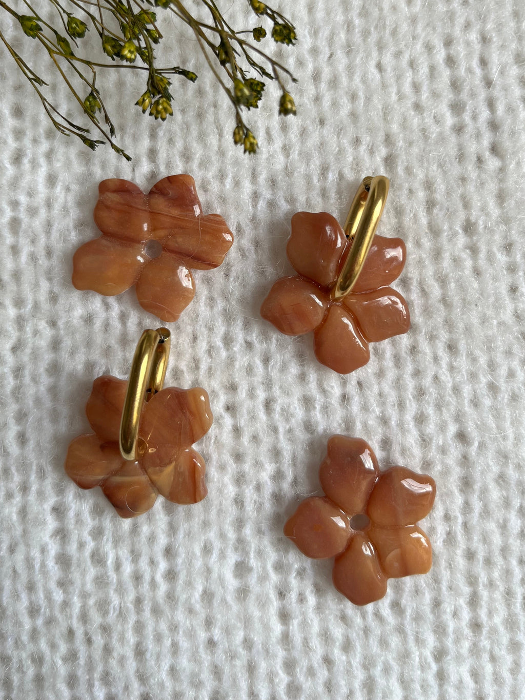 Pampilles fleurs - Marron camel