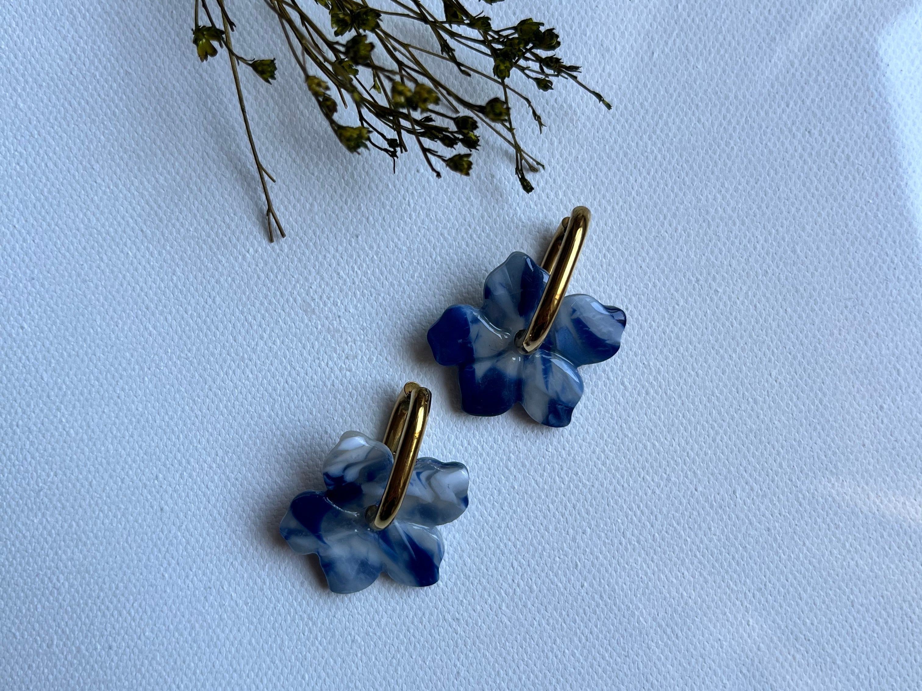 Pampilles fleurs - Blanc & bleu