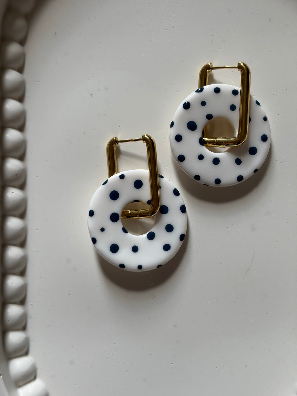 Pampilles donuts - Blanc & pois marine