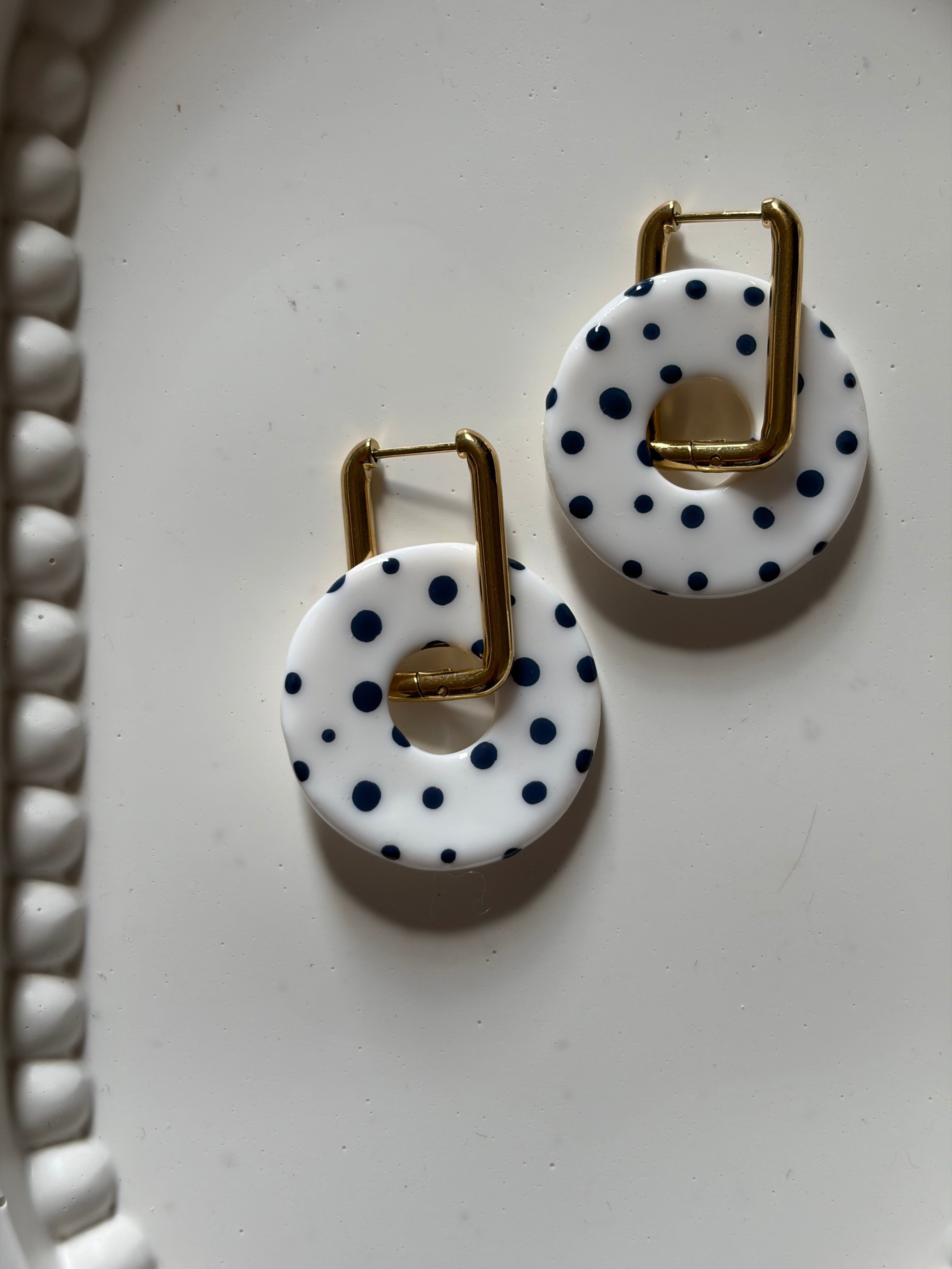 Pampilles donuts - Blanc & pois marine