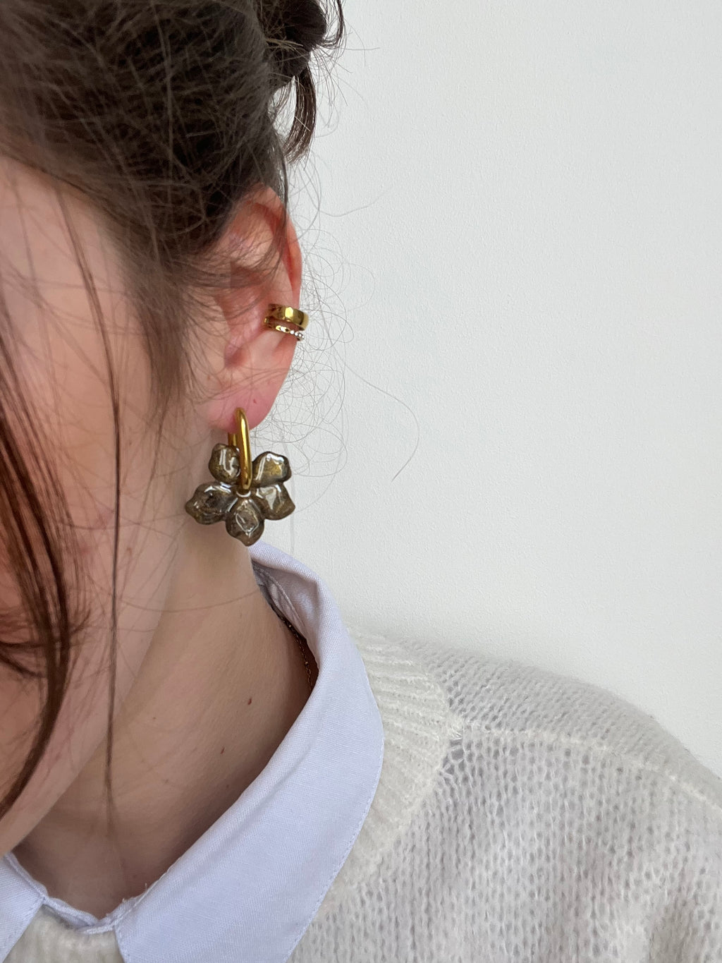 Pampilles fleurs - Gris doré