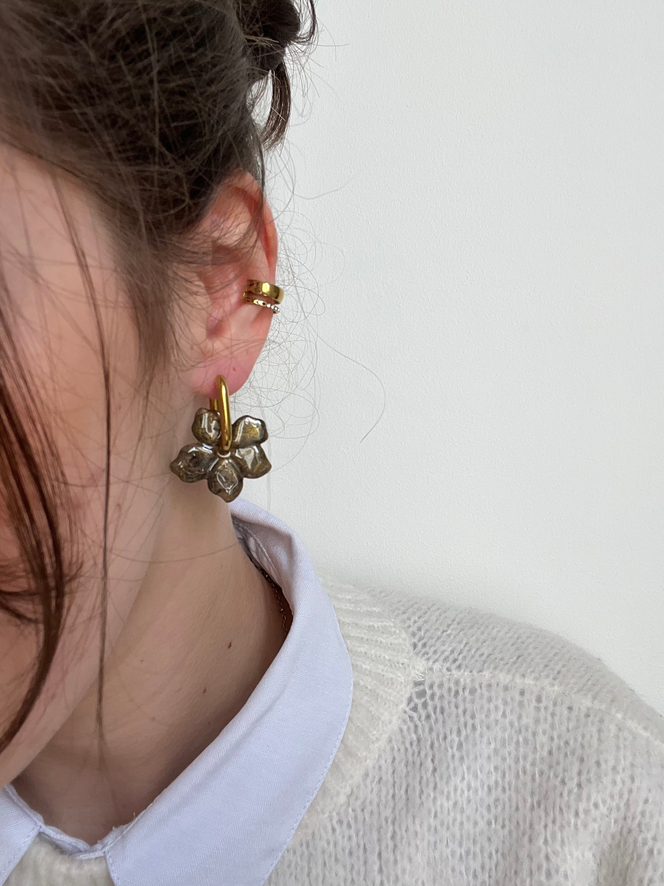 Pampilles fleurs - Gris doré