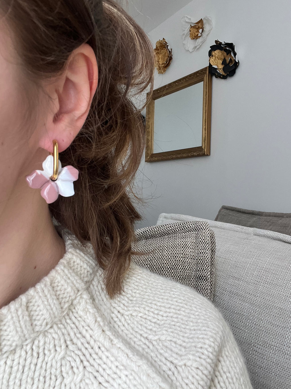 Pampilles fleurs - Blanc & rose