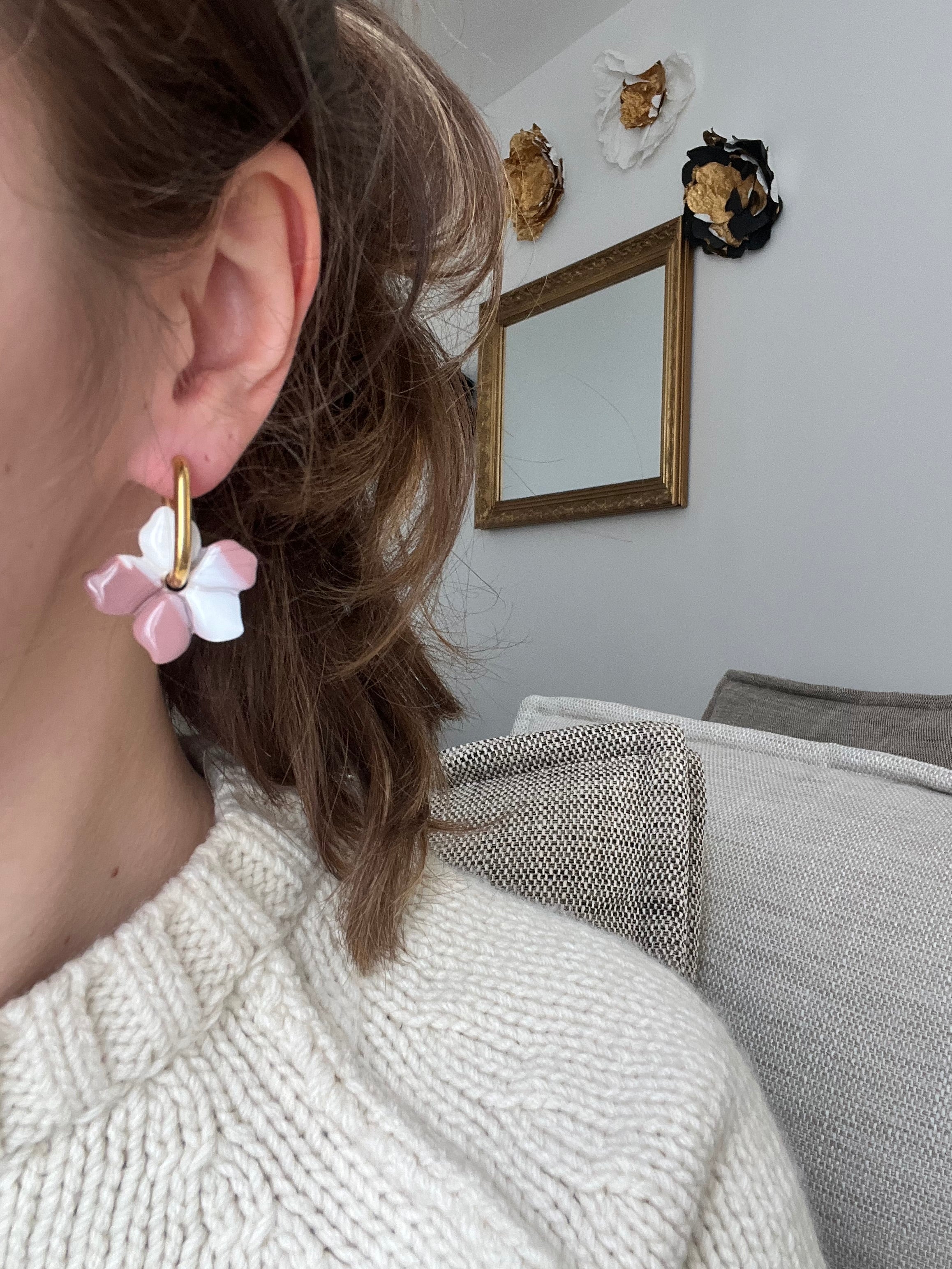 Pampilles fleurs - Blanc & rose