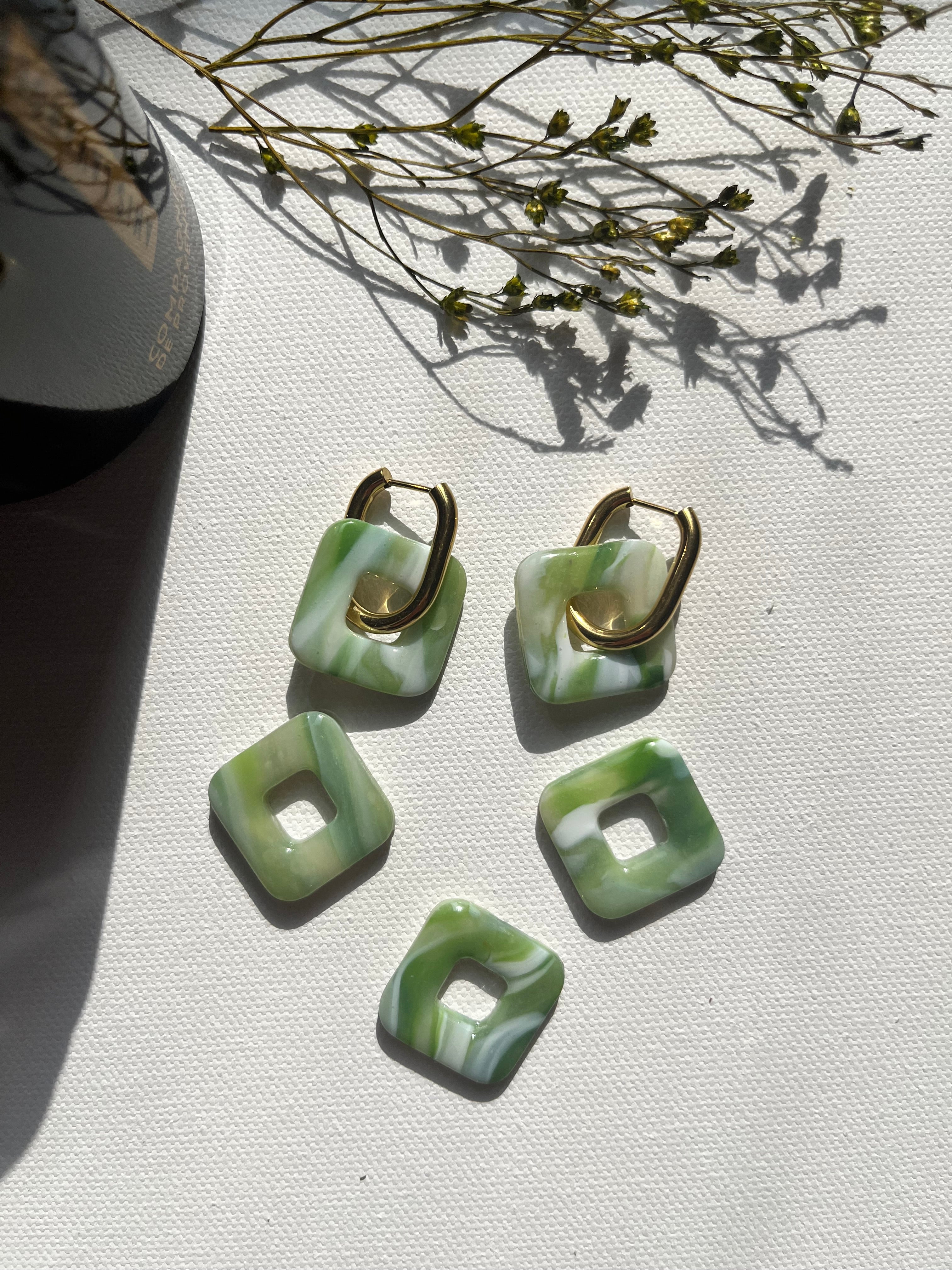 Pampilles carrées - Vert / Matcha