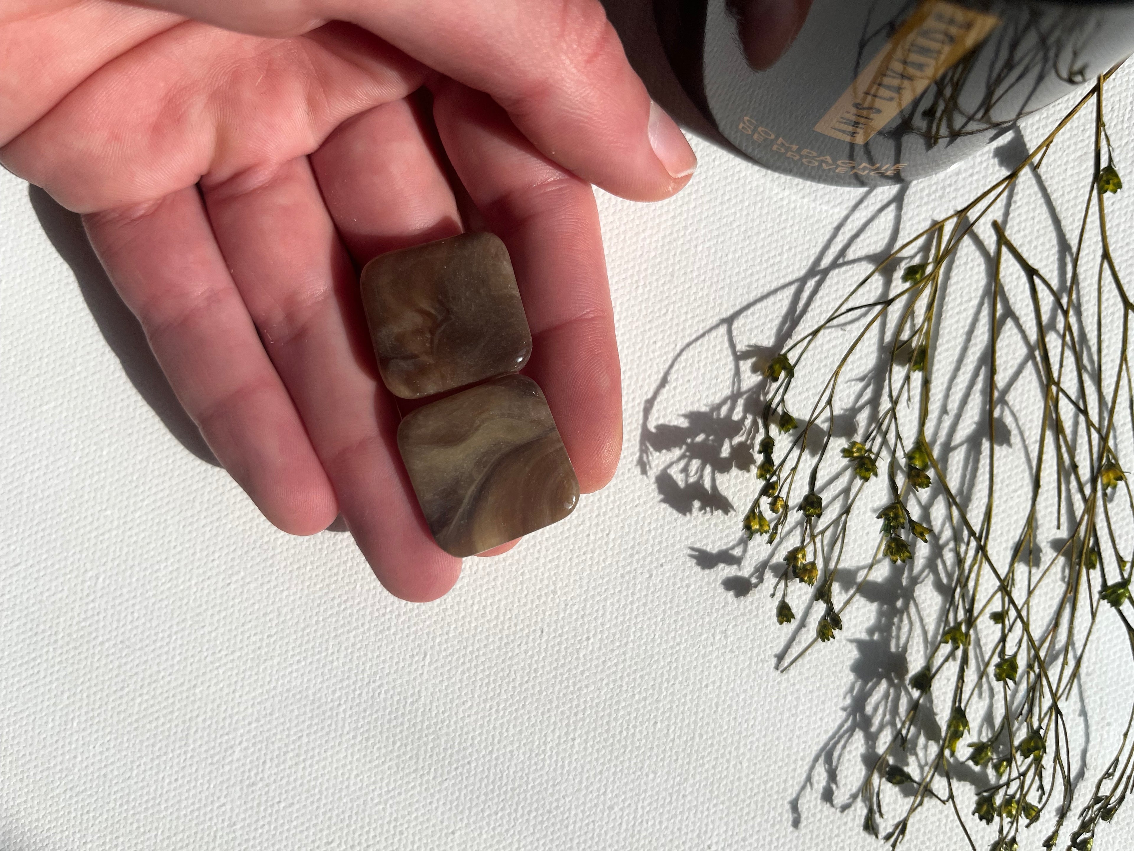 Boucles d’oreilles carrées - Effet pierre grise