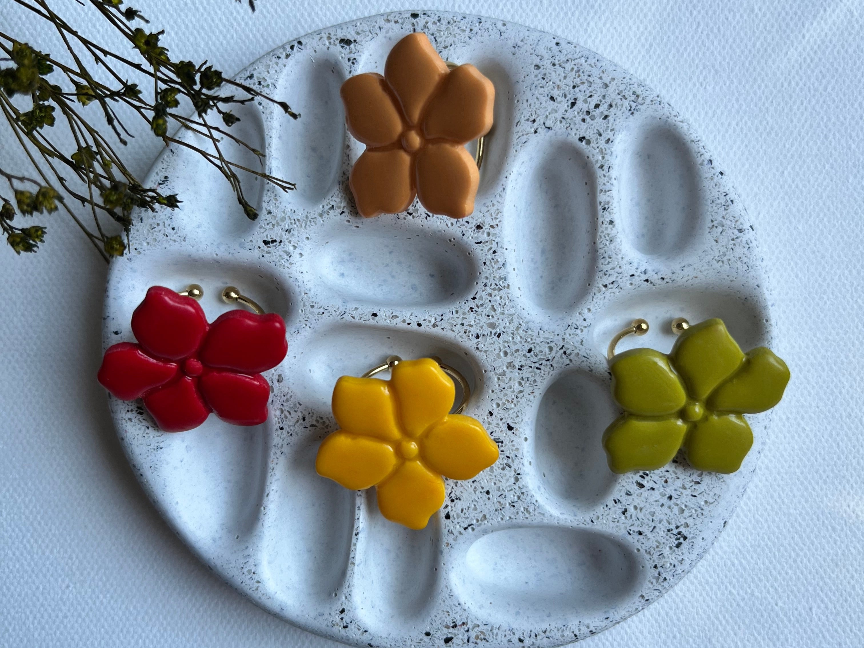 Bague fleur - Vert olive