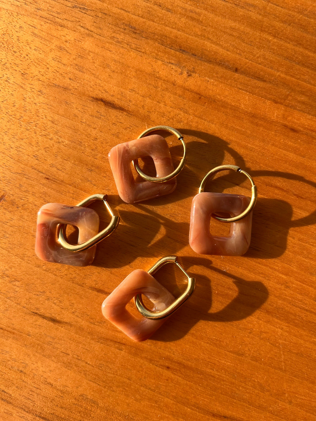 Pampilles carrés - Marron effet pierre