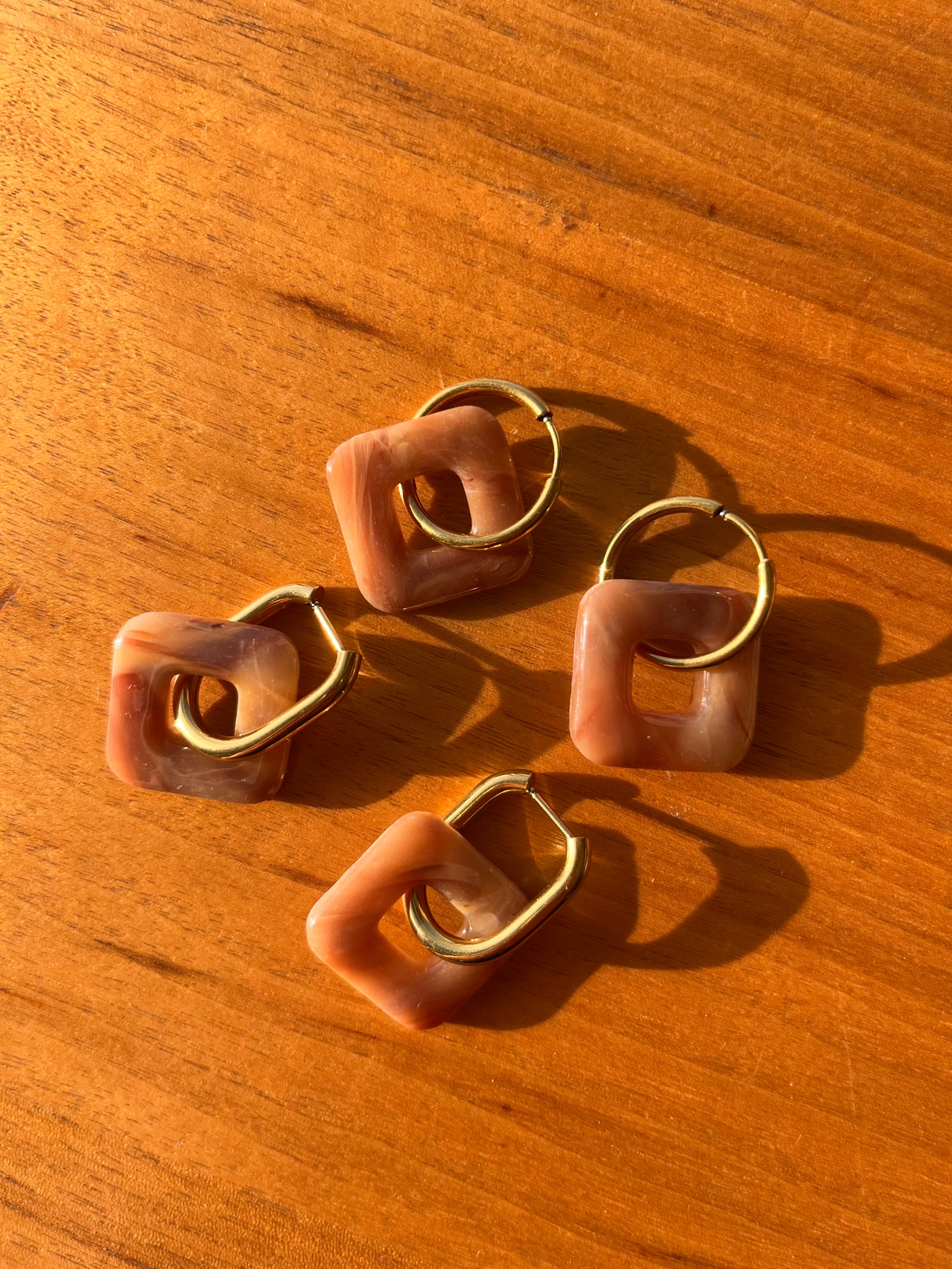 Pampilles carrés - Marron effet pierre