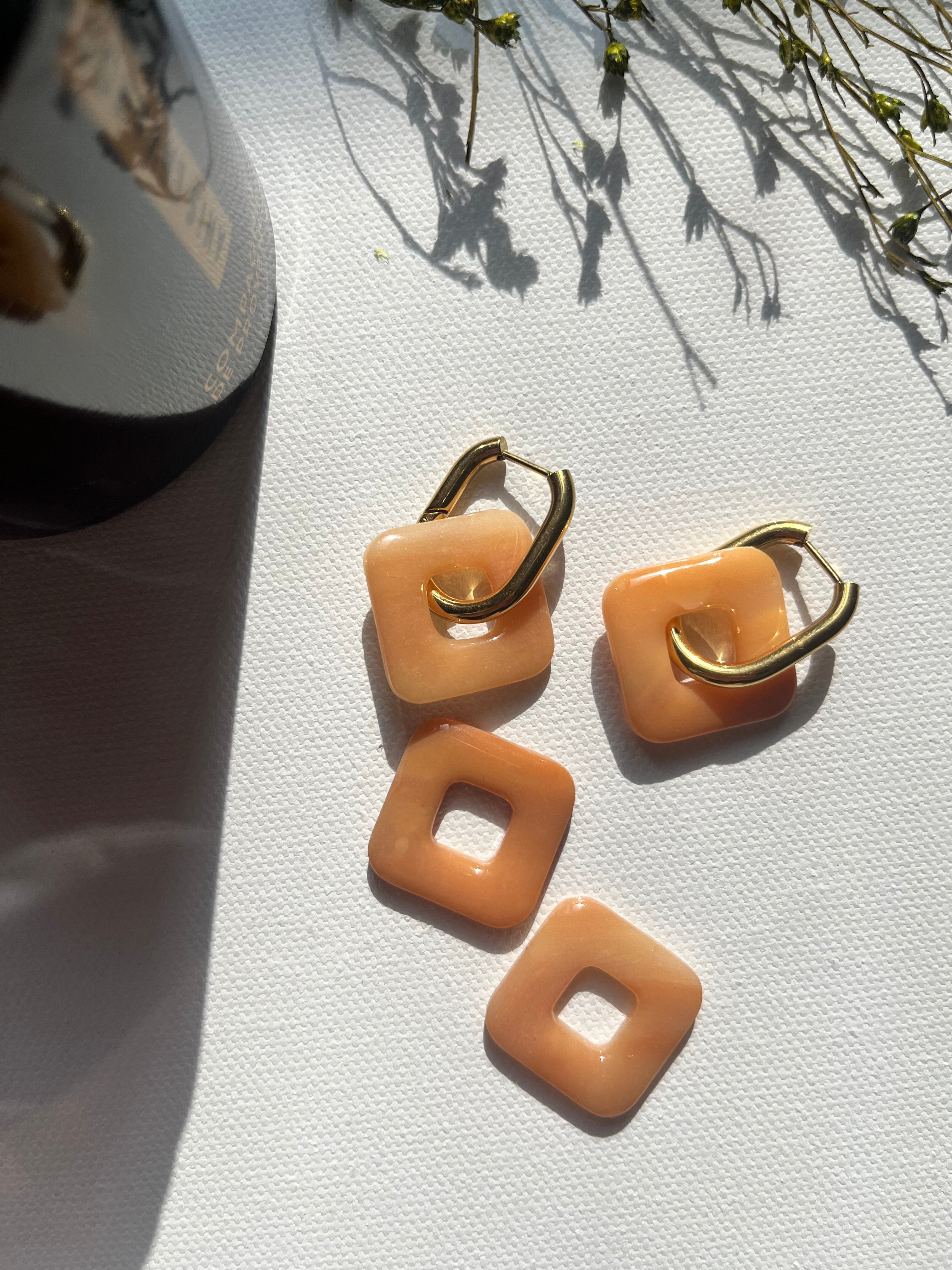 Pampilles carrées - Effet pierre beige