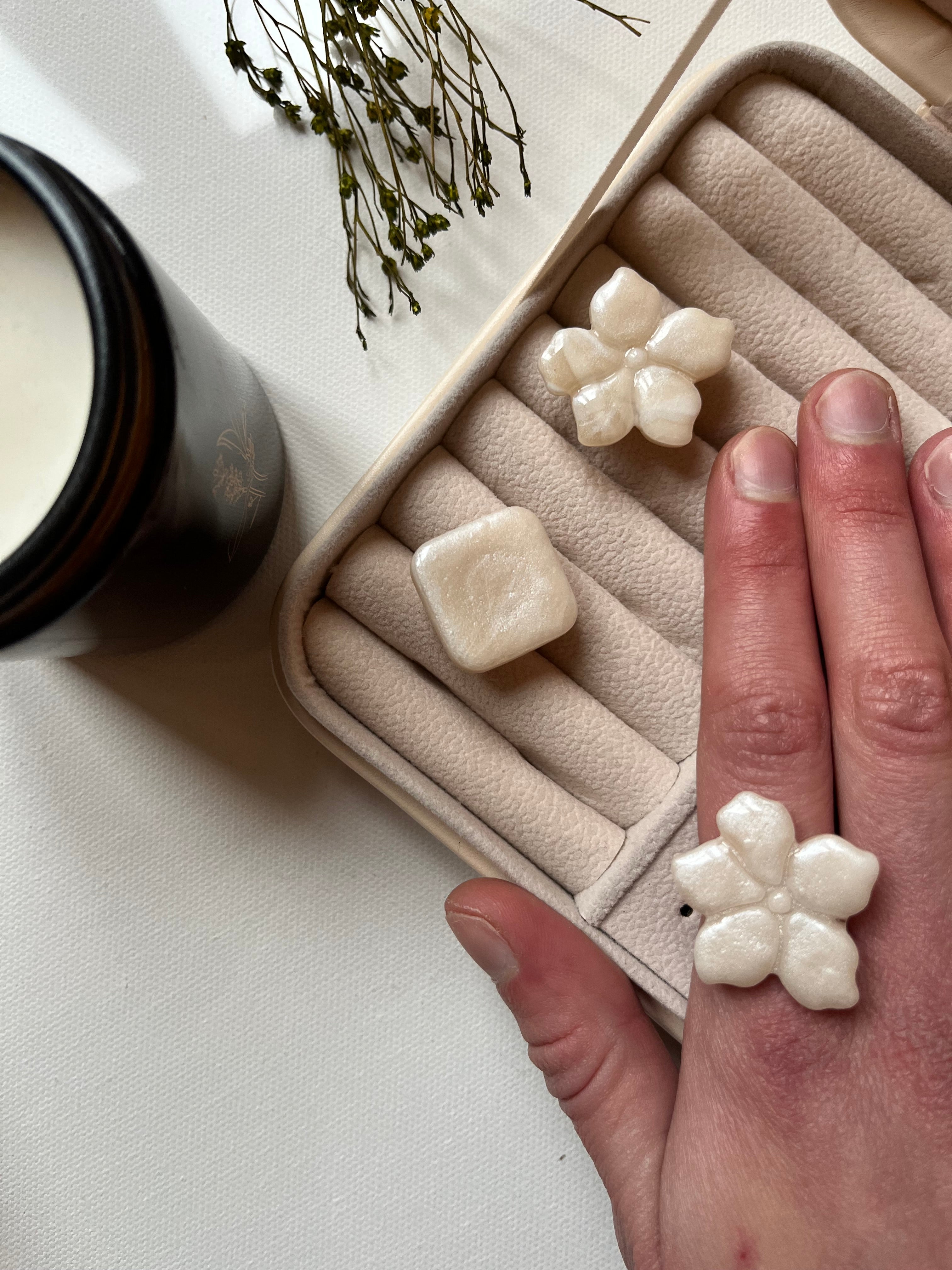 Bague fleur - Nacré