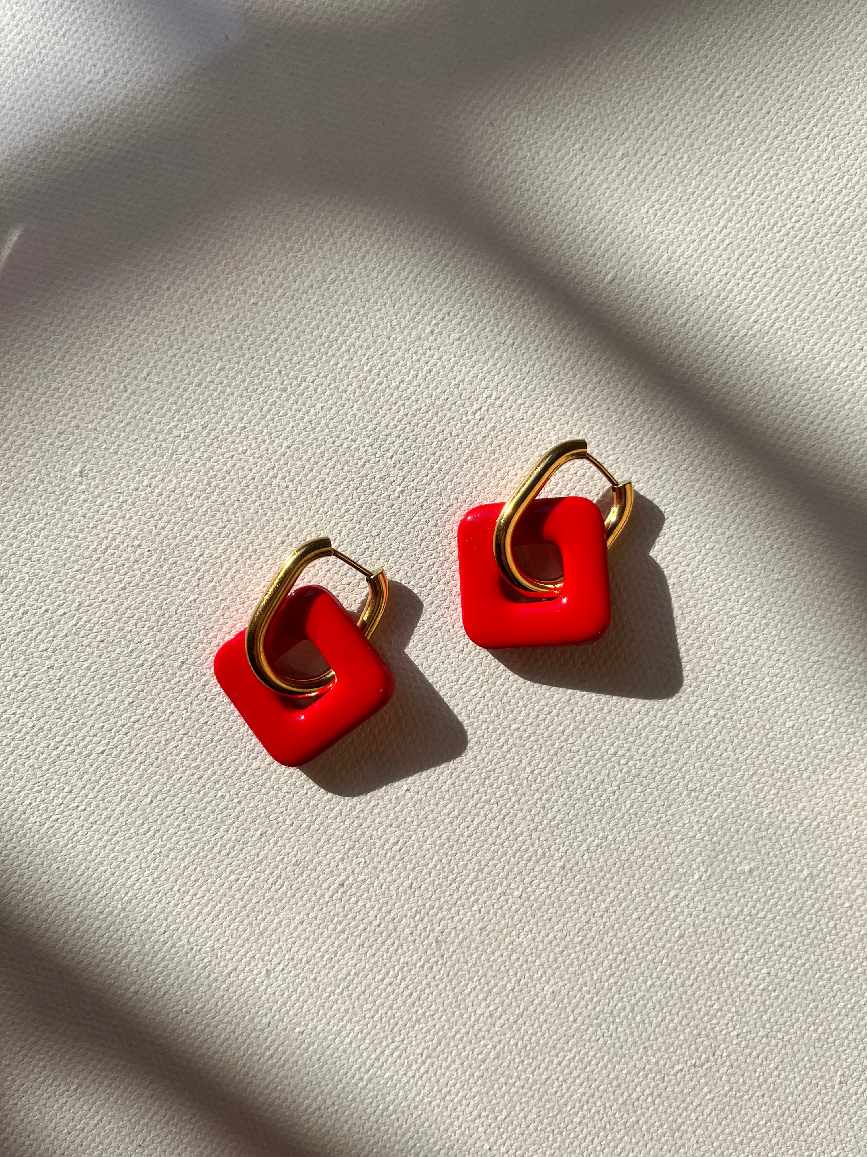 Pampilles carrées - Rouge