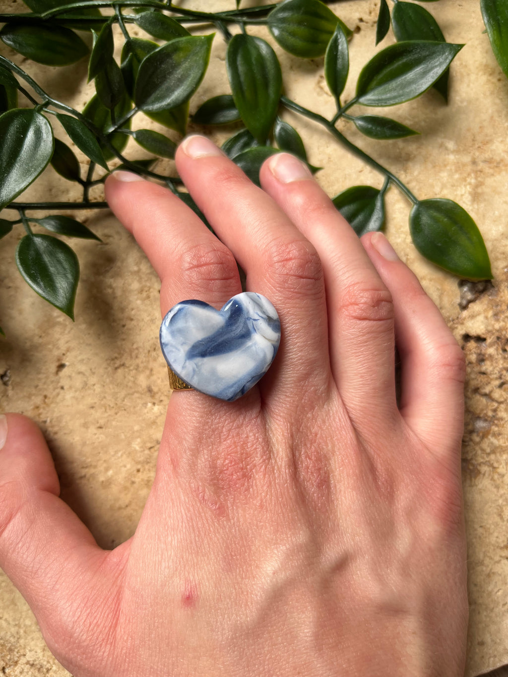 Bague cœur bleu
