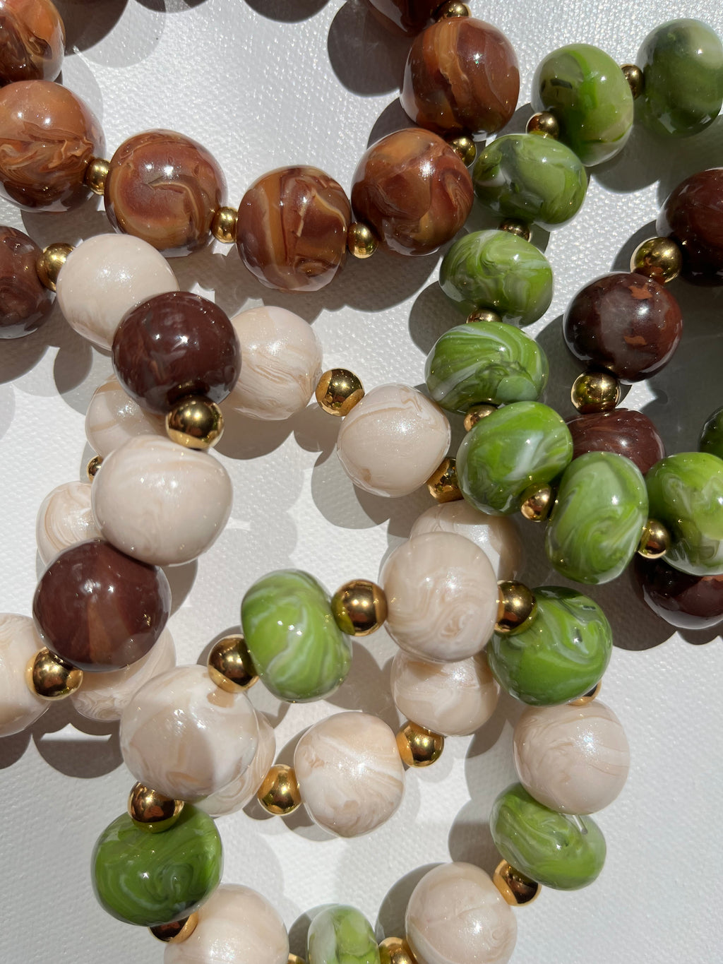 Bracelet perles - blanc reflet