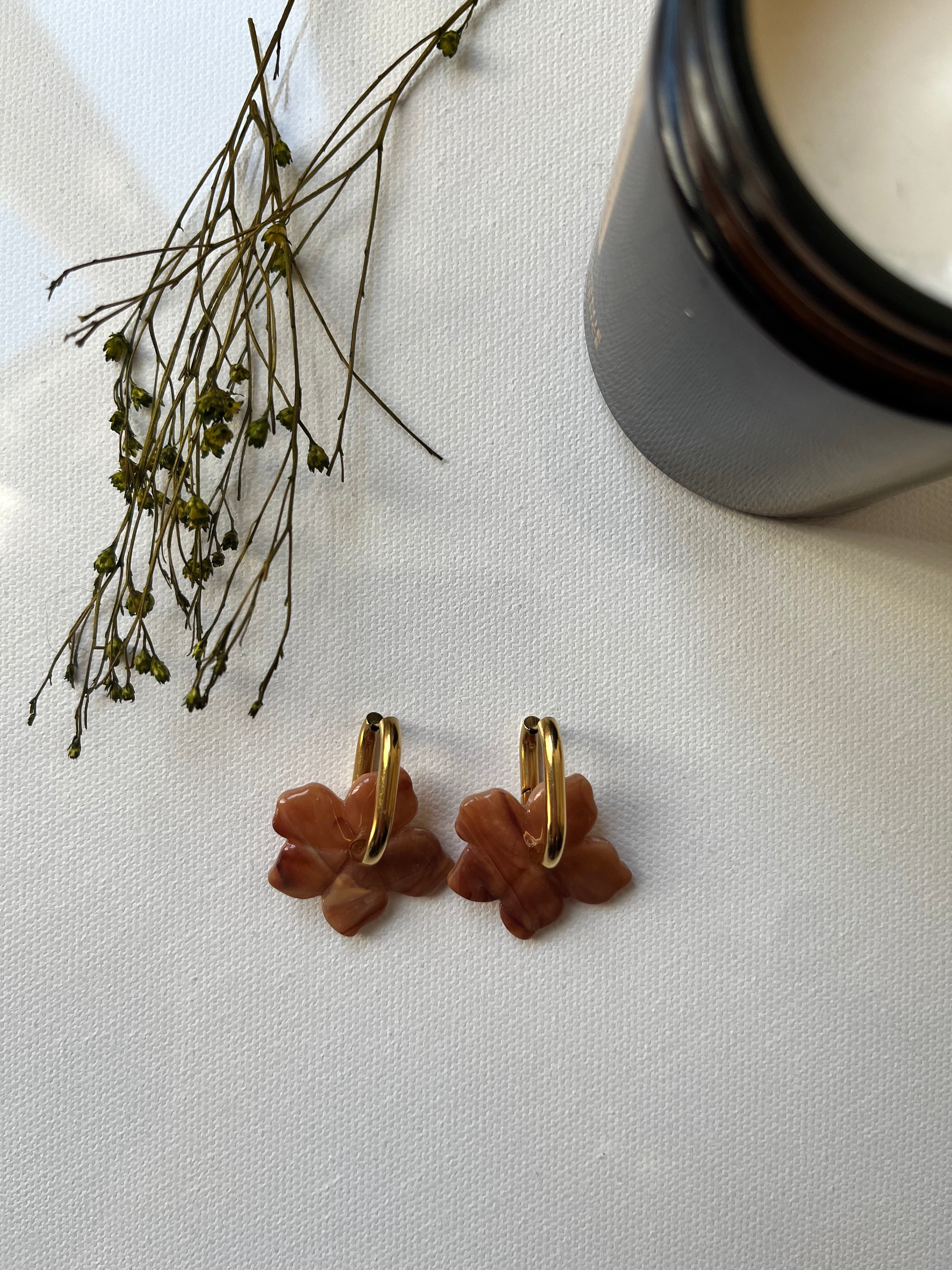 Pampilles fleurs - Marron camel