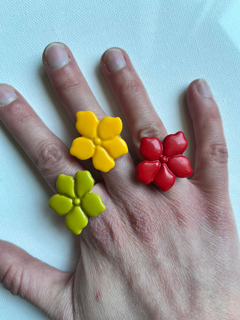 Bague fleur - Rouge profond