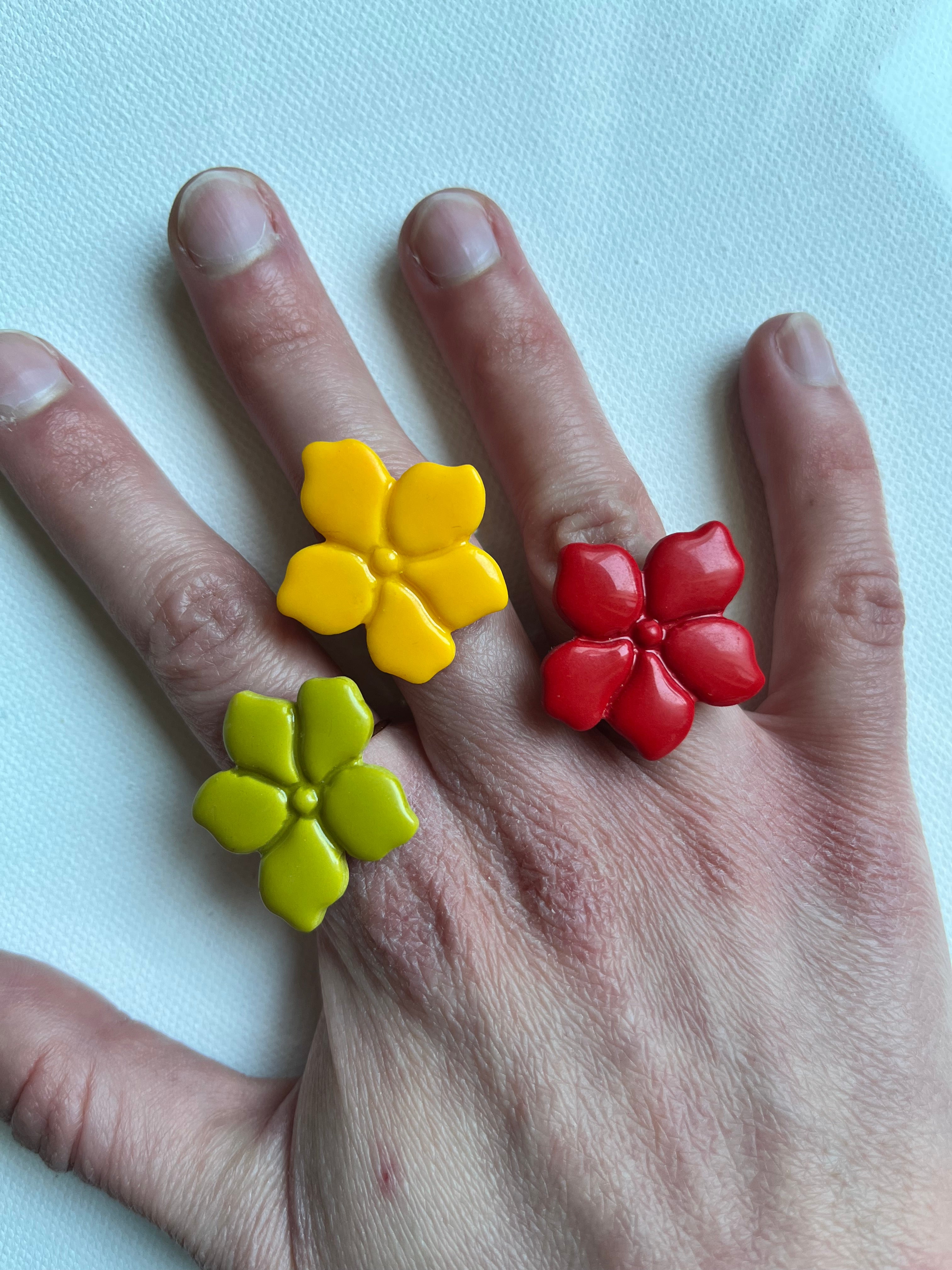 Bague fleur - Rouge profond