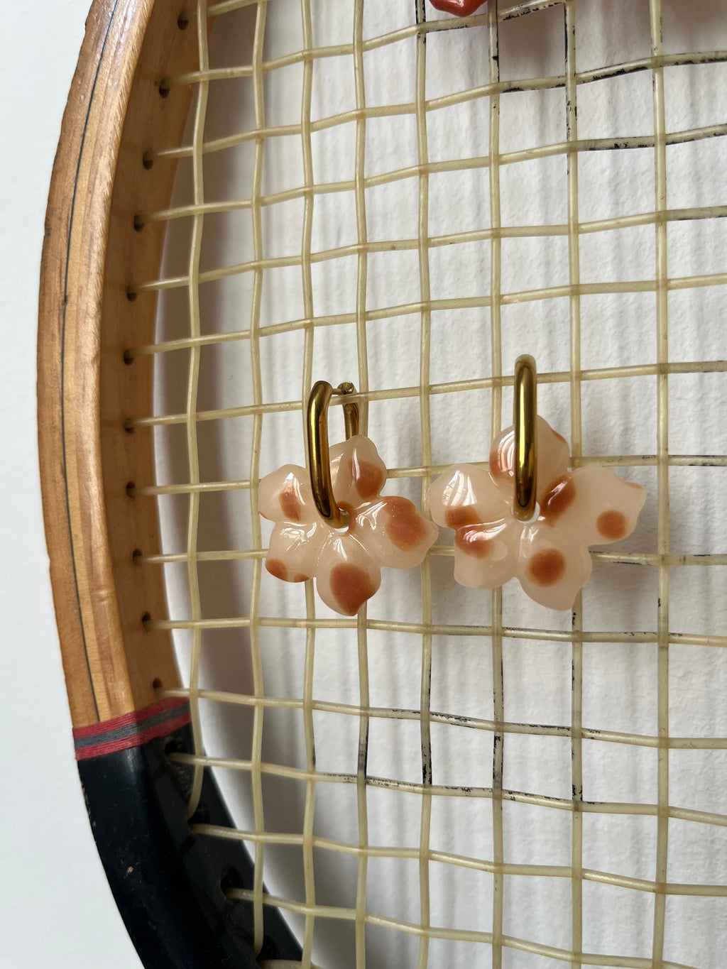 Pampille fleurs - Blanc moucheté camel